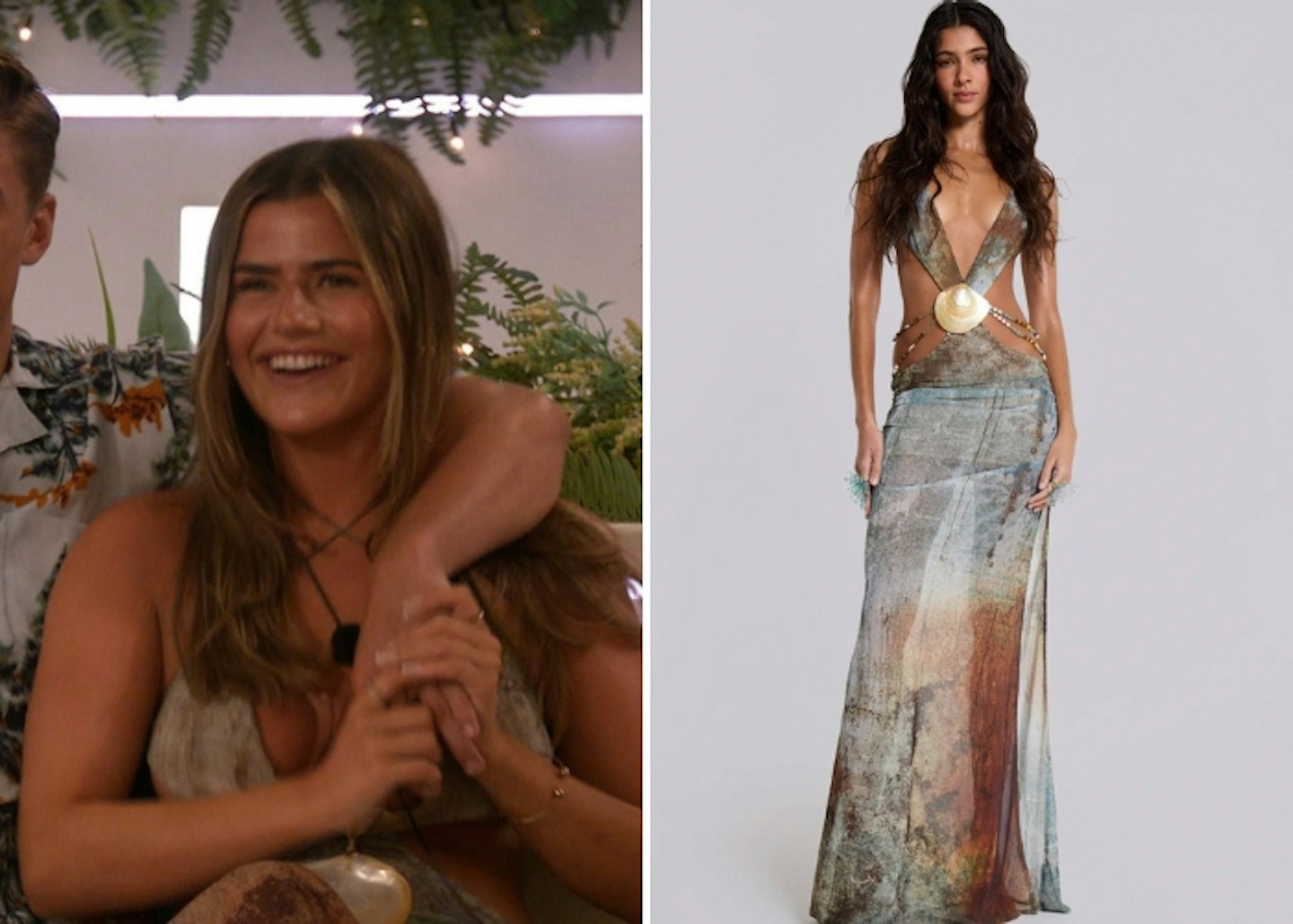 Matilda Draper's Shell-Embellished Maxi Dress