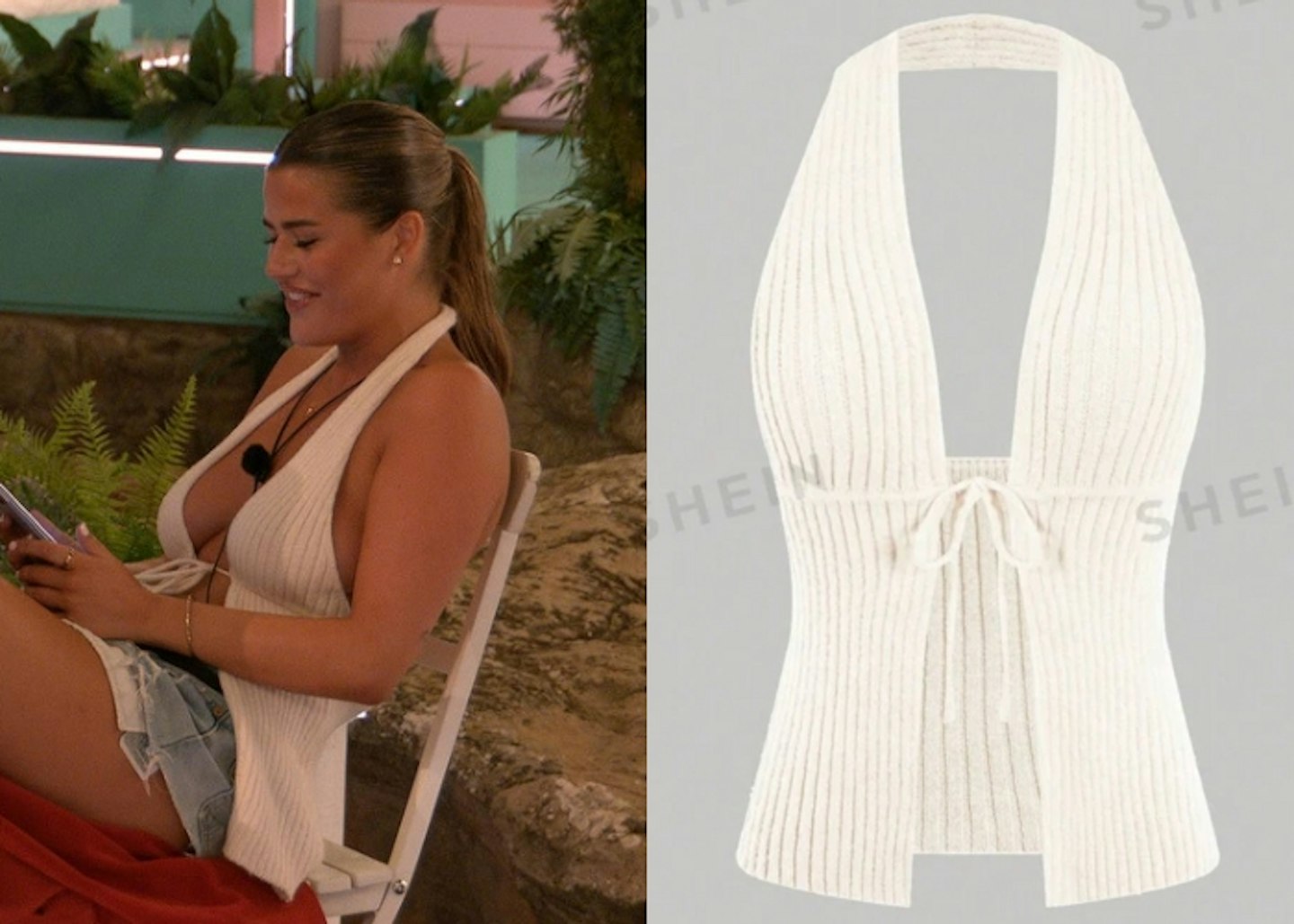 Matilda Draper's White Knit Halterneck Top