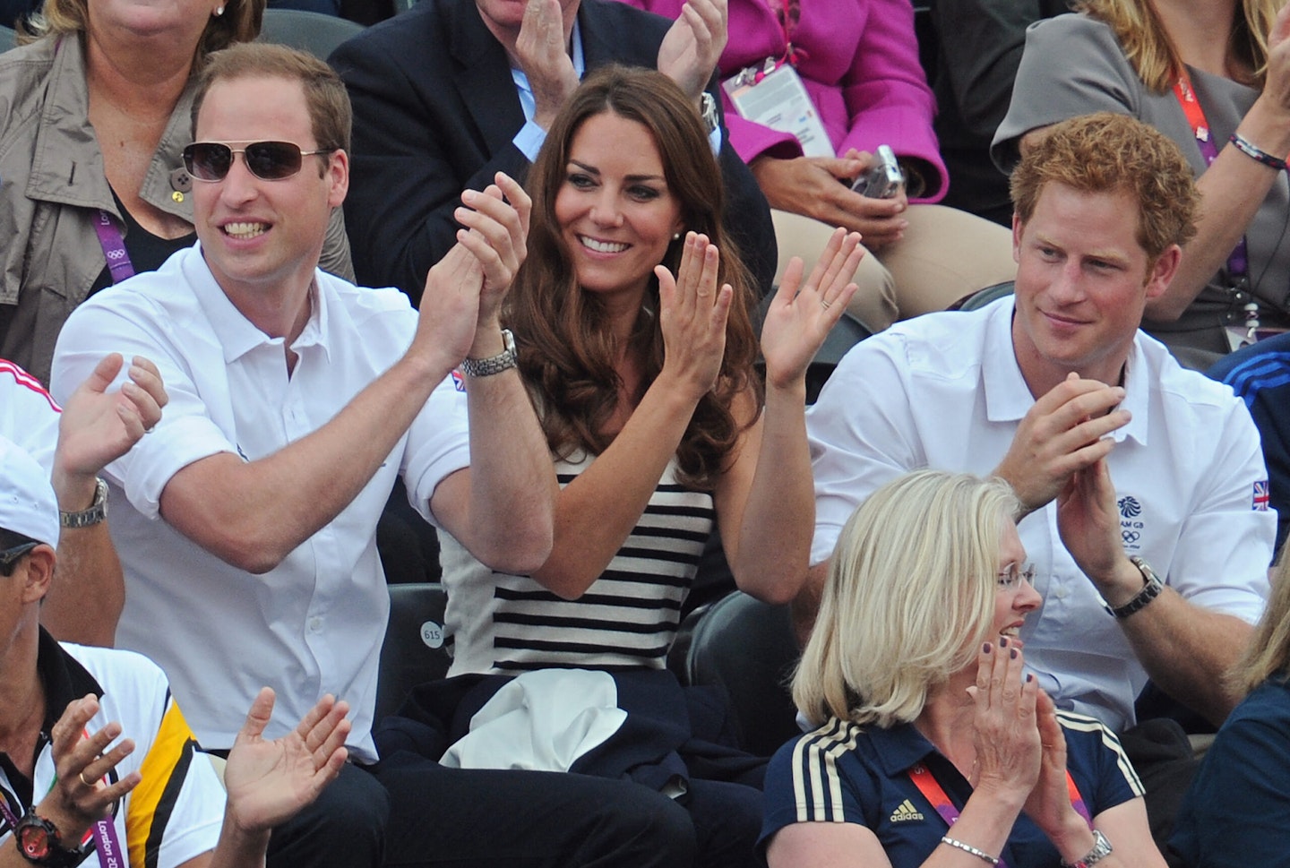 Prince William, Kate Middleton and Prince Harry at the 2012 Olympics.