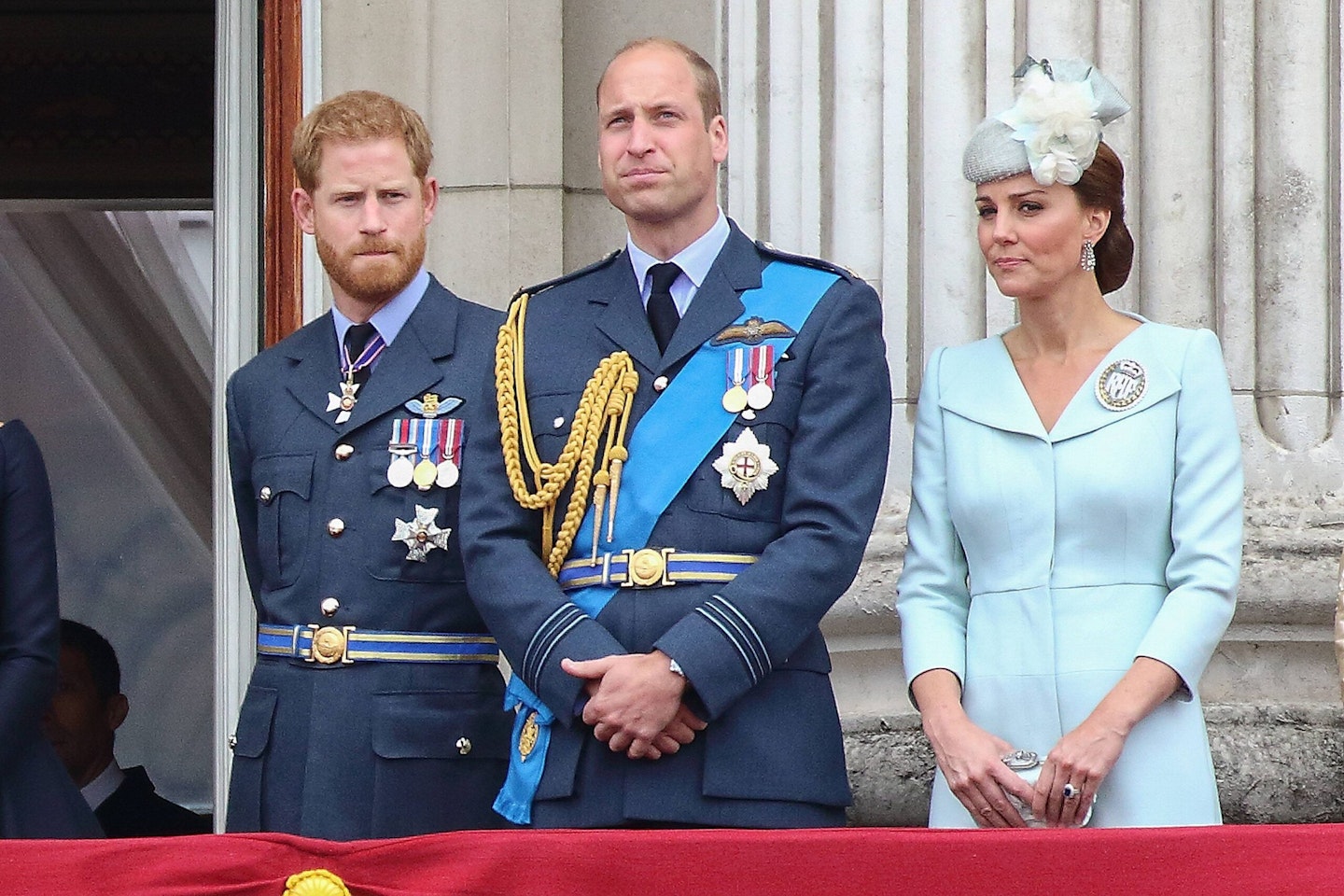 Prince Harry, Prince William and Kate Middleton celebrating the 100th anniversary of the Royal Air Force in July 2018