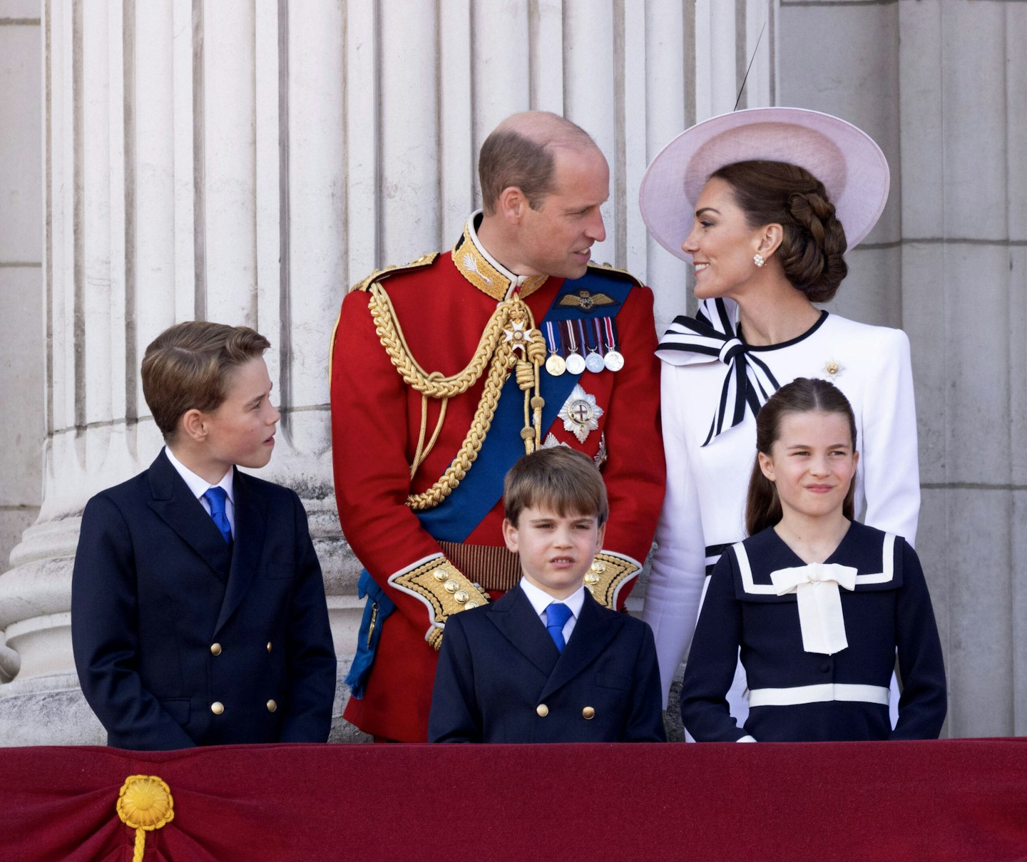 Prince William, Kate Middleton, Prince George, Princess Charlotte and Prince Louis along with other members of the UK Royal Family at Trooping the Colour