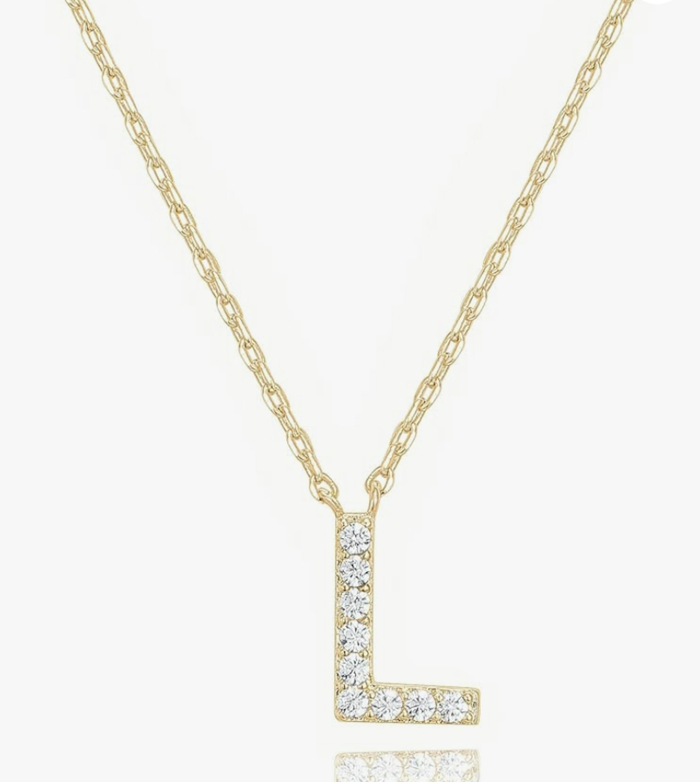 14K yellow gold plated cubic zirconia initial necklace