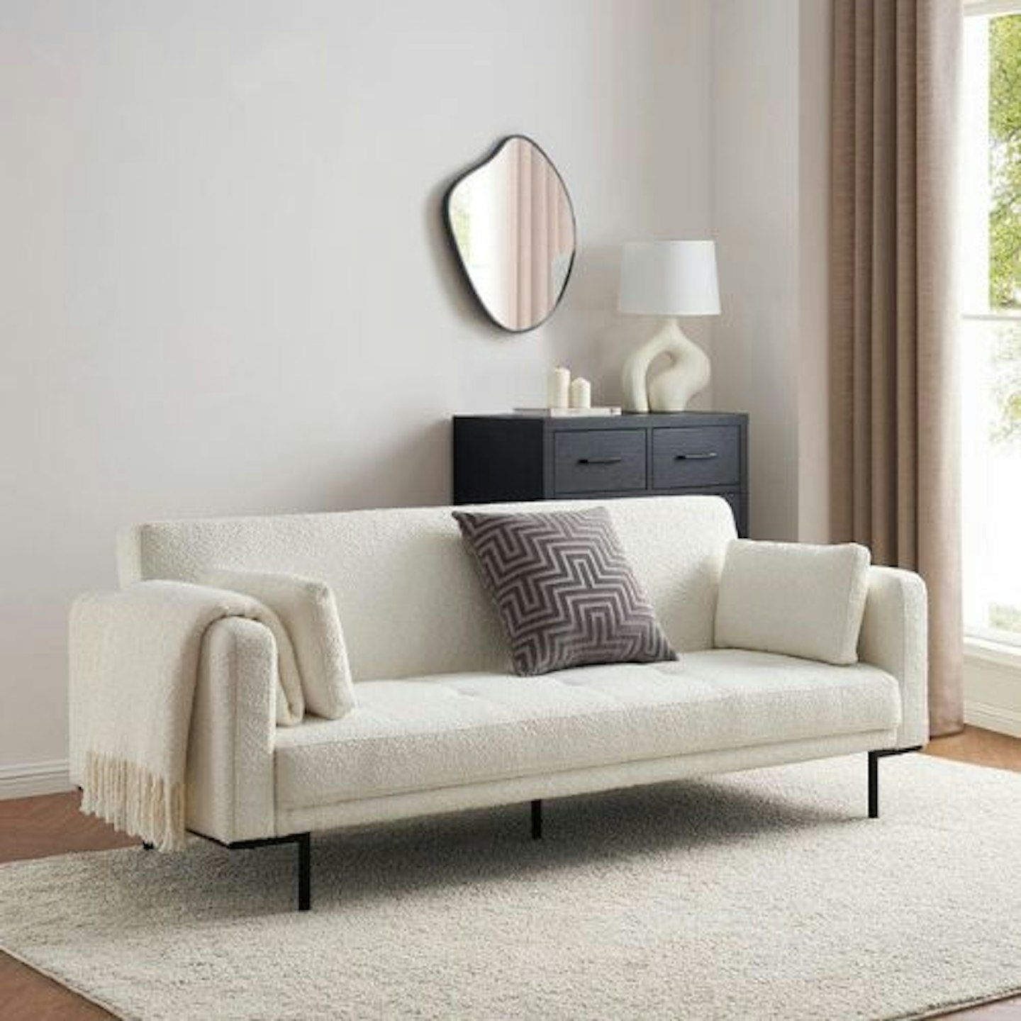 Dusk Hudson Boucle Click Clack Sofa Bed