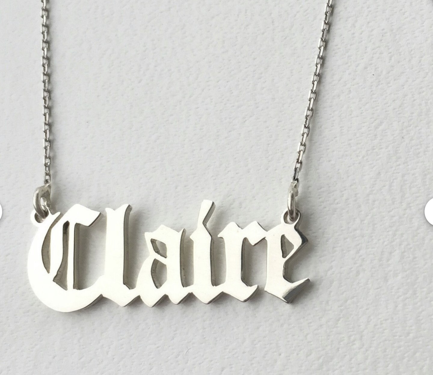 Etsy personalised old english font name necklace