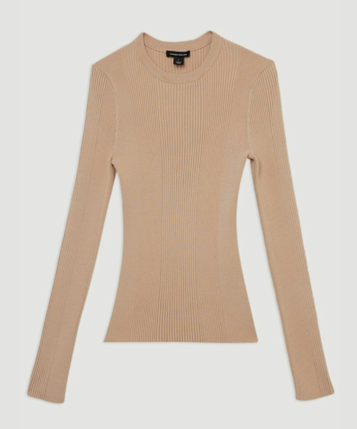 Karen Millen, Viscose Blend Rib Crew Neck Knit Jumper