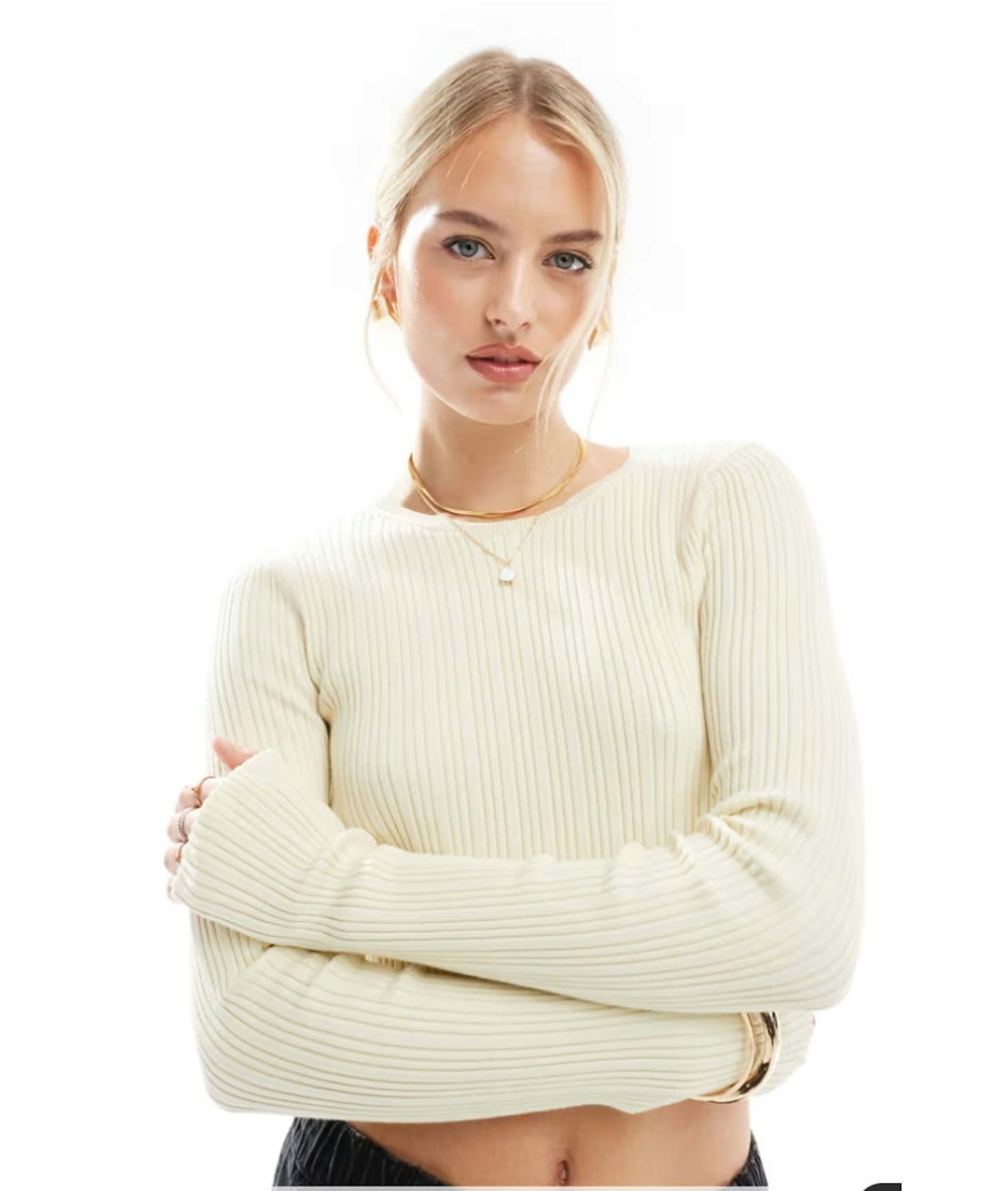 ASOS DESIGN, Tall Knitted Long Sleeve Top with Crew Neck in Stone