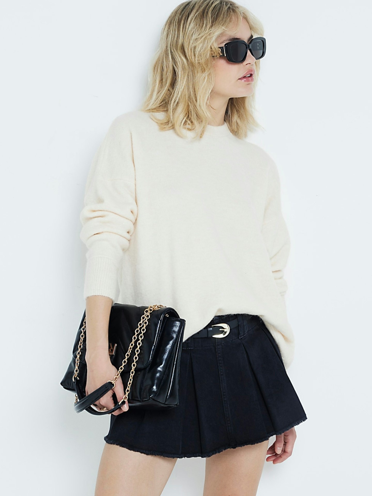 River Island Cream Oversized Knit Jumper