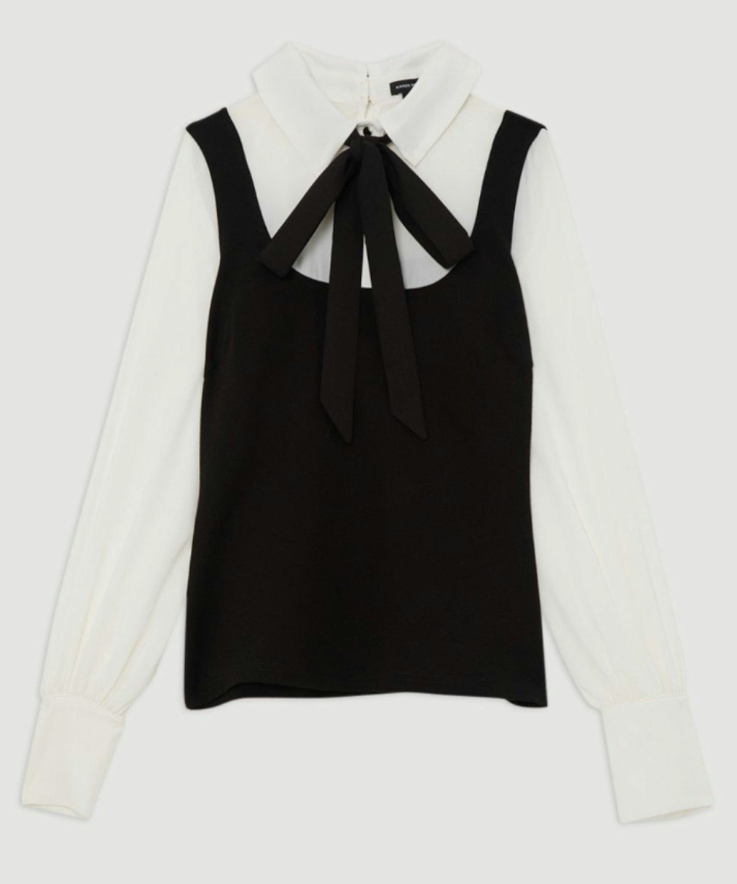 Karen Millen, Ponte And Georgette Jersey Contrast Detail Blouse