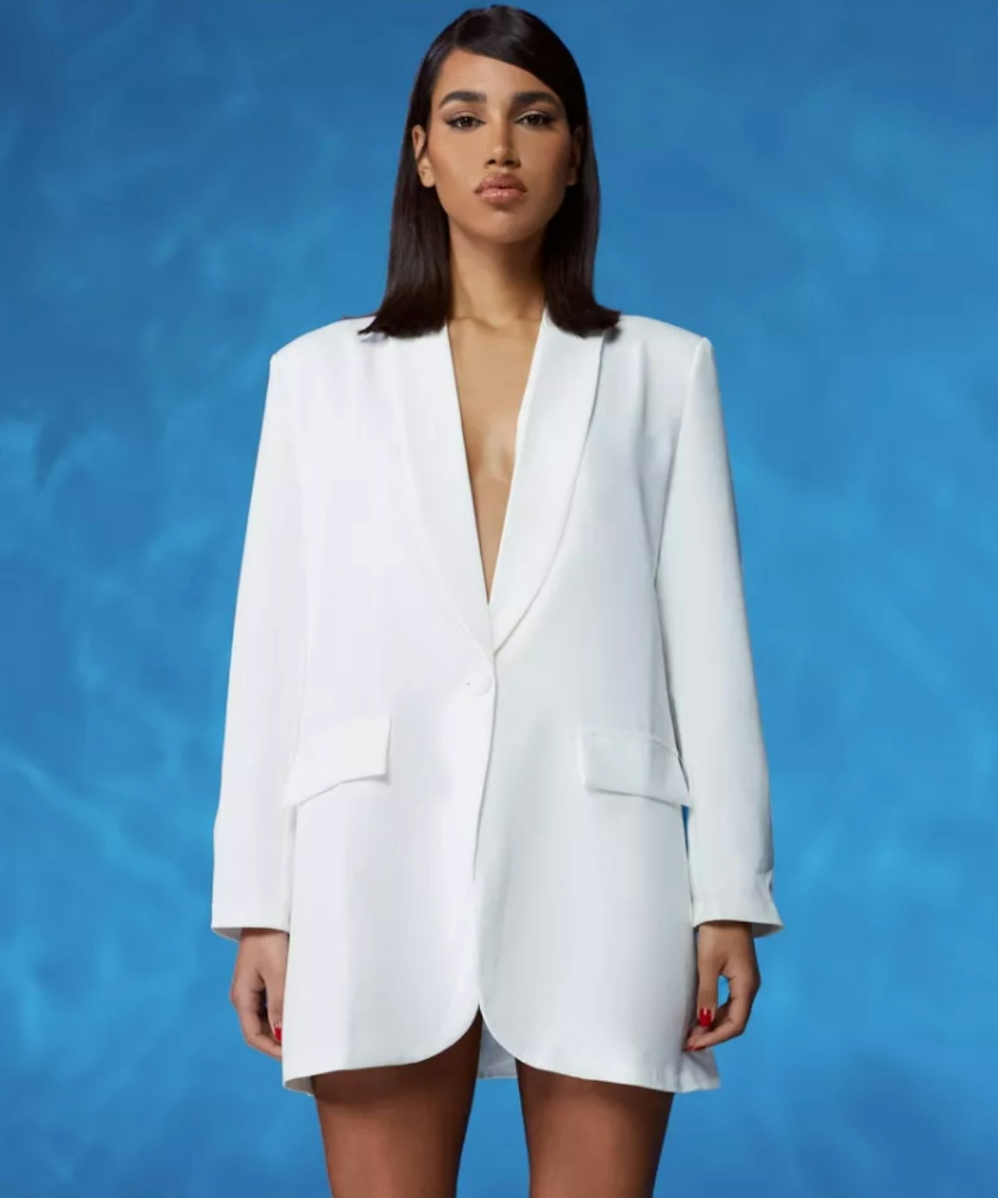 Boohoo, Shoulder Pad Plunge Oversized Blazer