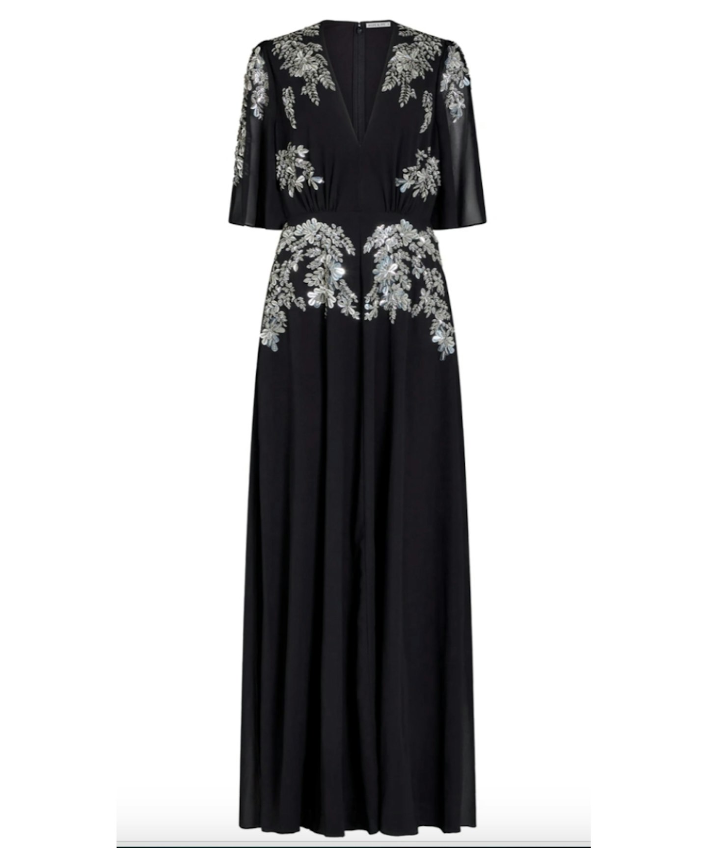 Wolf & Badger, The Tabby Embellished Flutter Sleeve Maxi Dress