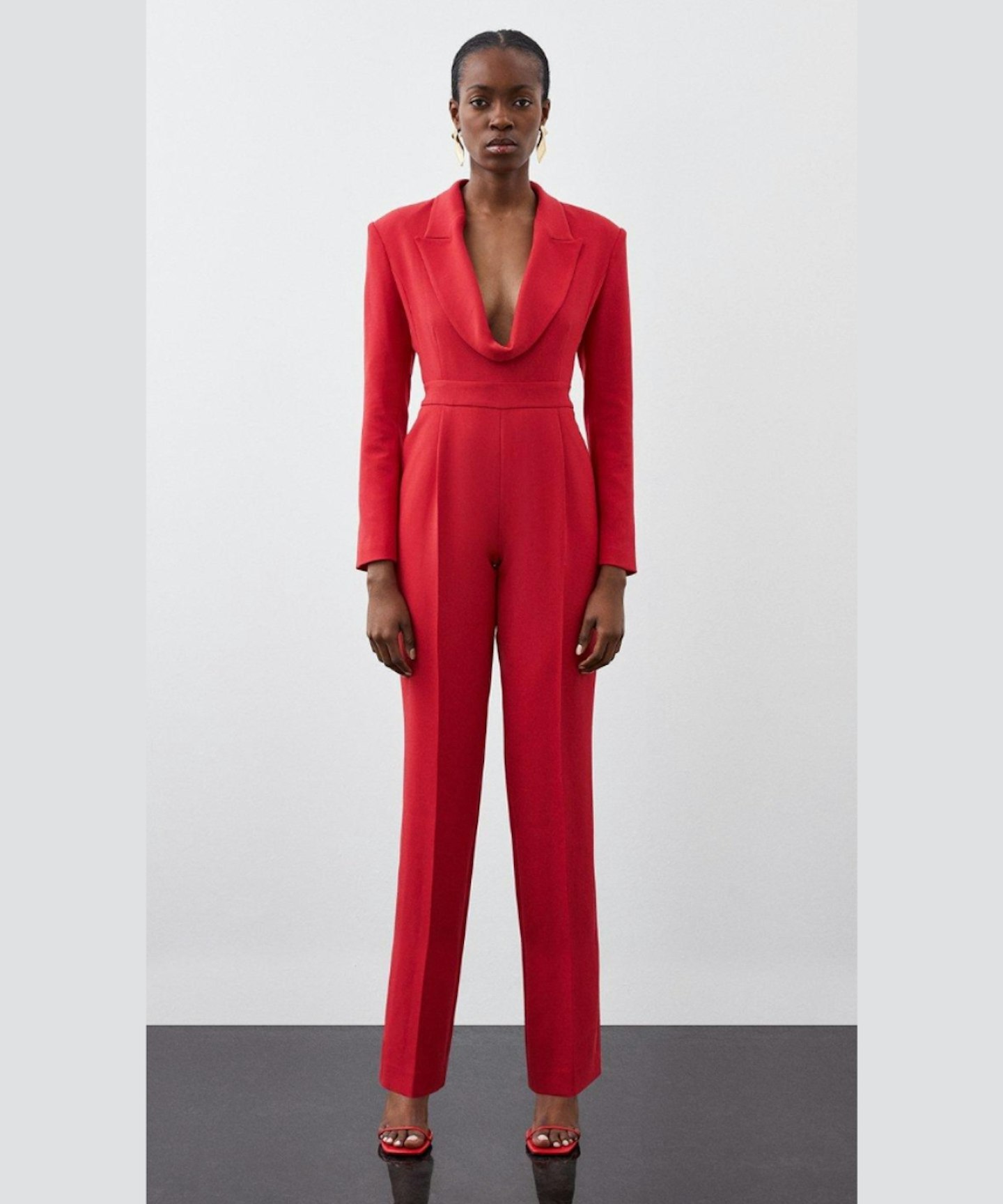 Karen Millen, Curved Neckline Tailored Blazer Jumpsuit