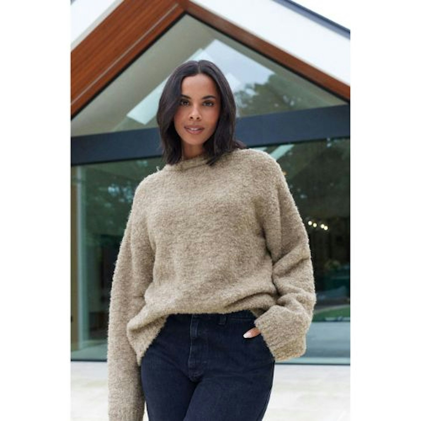 Boucle Knitted Crew Neck Jumper