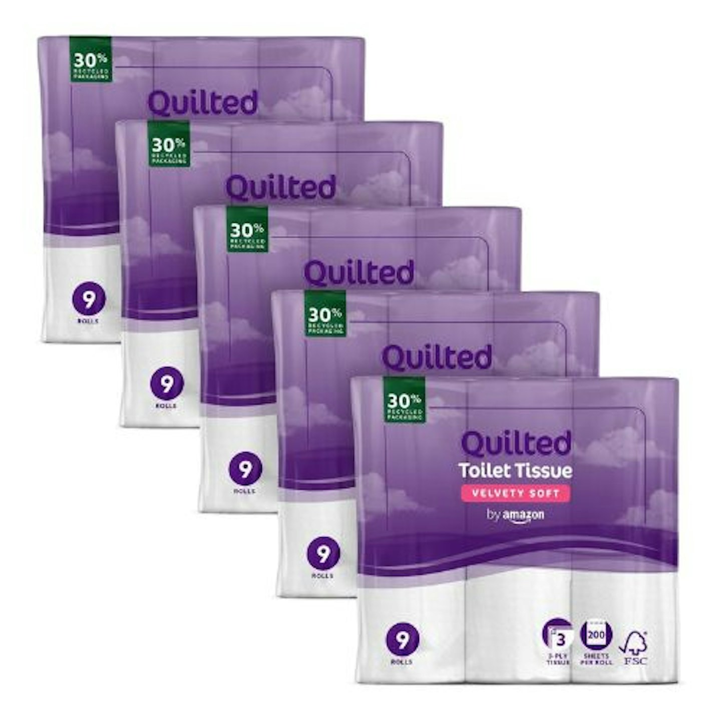 By Amazon 3-Ply Quilted Toilet Tissues - 45 Pack