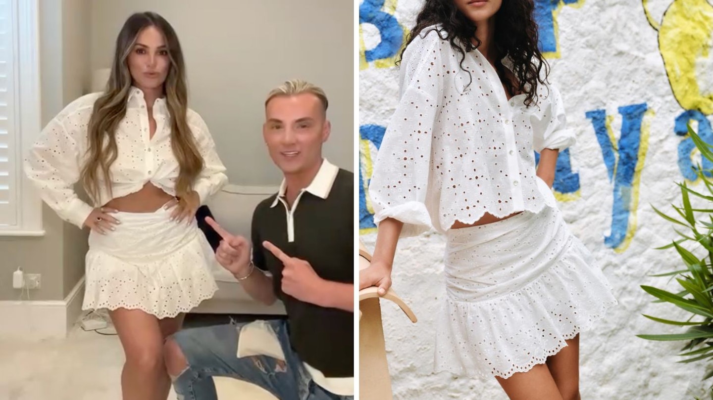 Courtney's white broderie co-ord