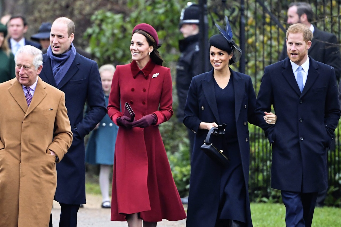 Prince Charles, Prince William, Kate Middleton, Meghan Markle and Prince Harry on Christmas Day 2018