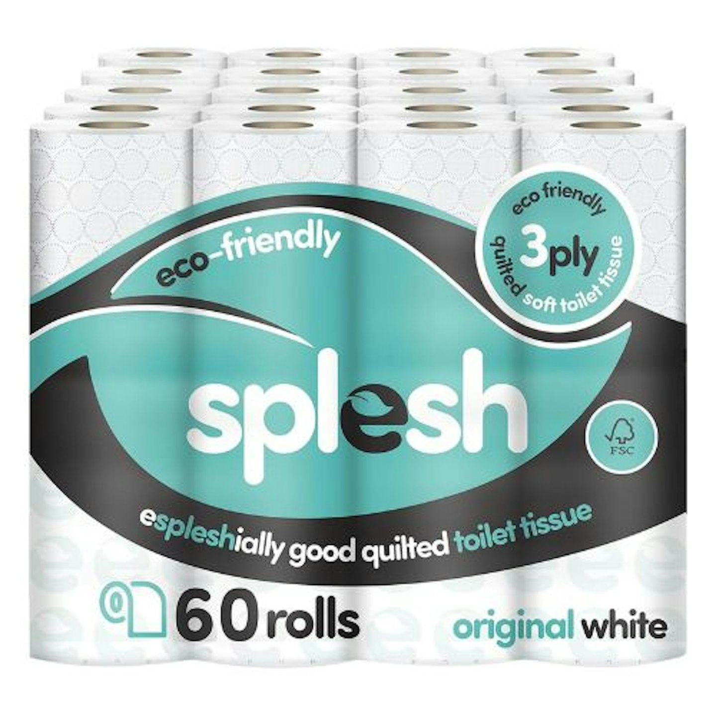 Splesh by Cusheen 3-ply Toilet Roll (Unscented) - 60 Pack