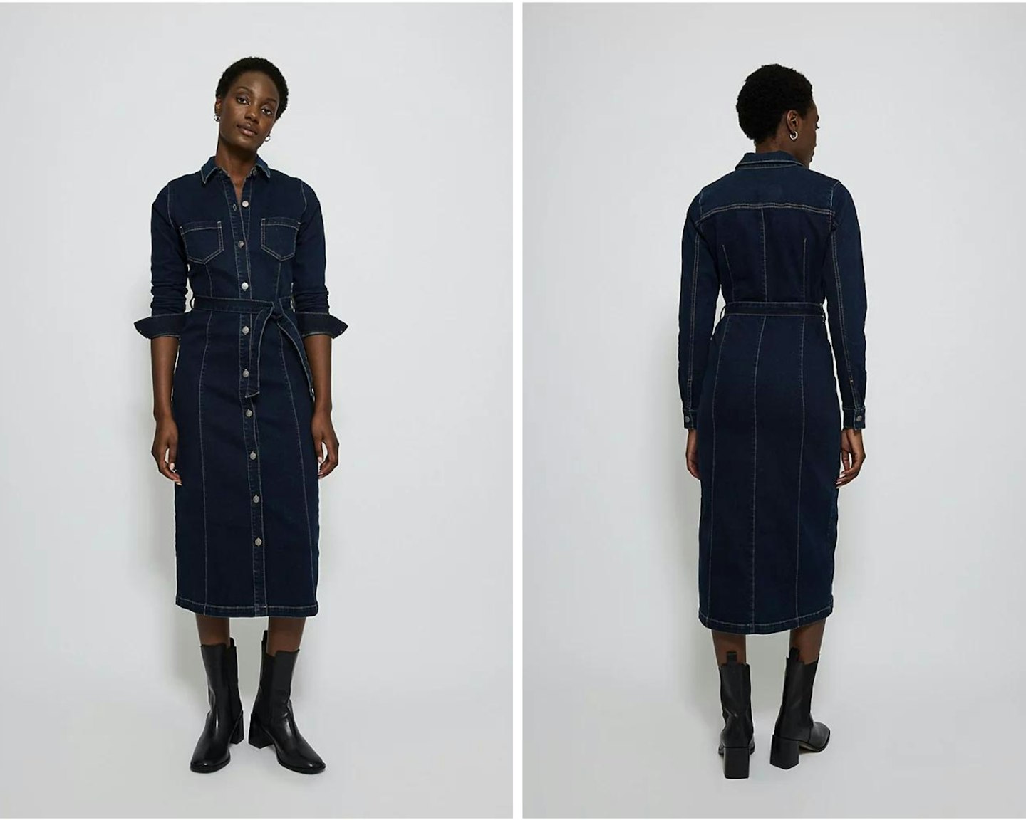 George At Asda Indigo Denim Long Sleeve Denim Midi Dress