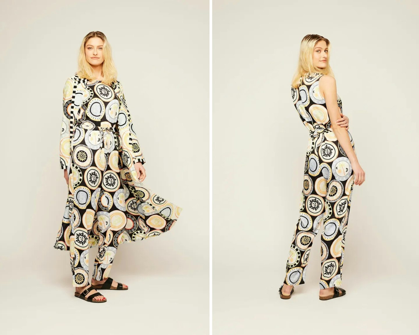 Never Fully Dressed Black & Mosaic Plate Print Jumpsuit