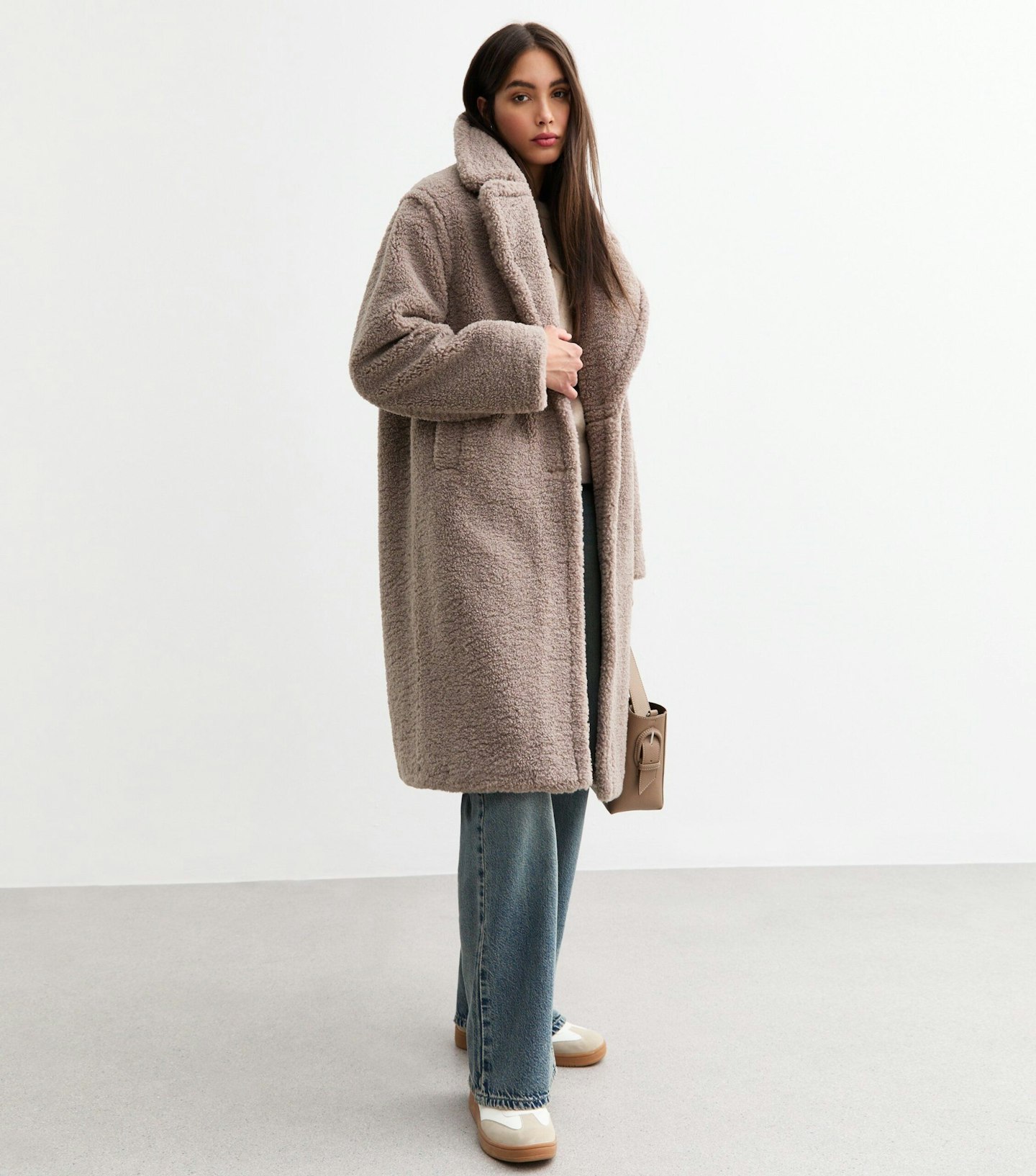 New Look Mink Borg Longline Coat