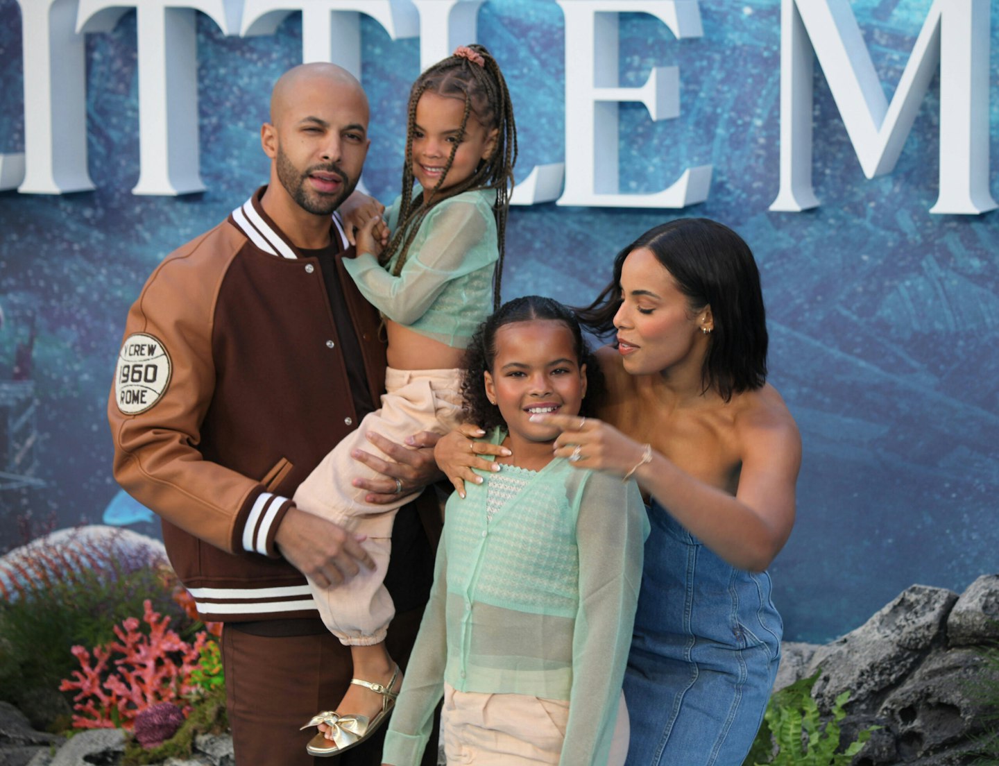 rochelle and marvin humes with their daughters at the little mermaid premiere