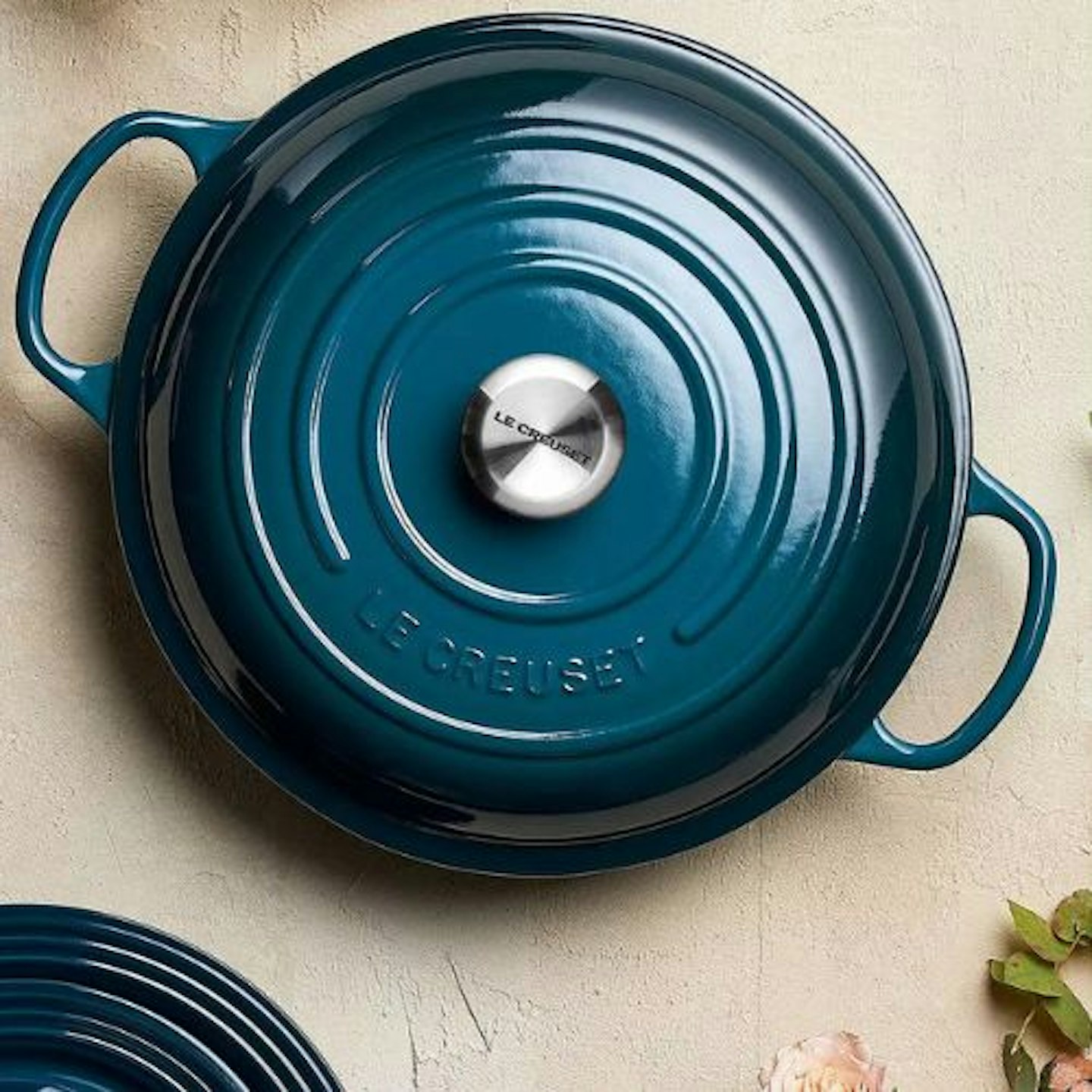 30 cm Shallow Cast Iron Casserole in Deep Teal