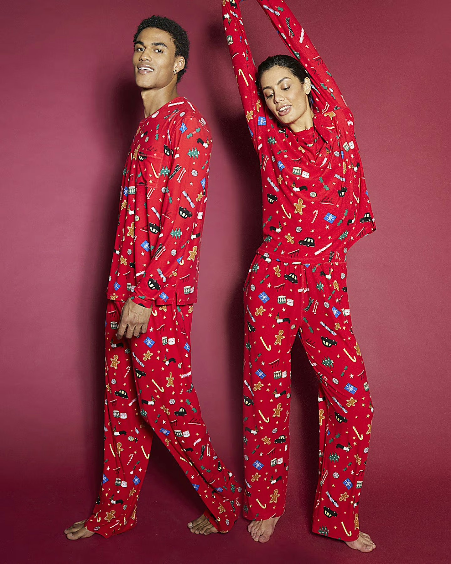 River Island adults unisex red family Christmas pyjamas