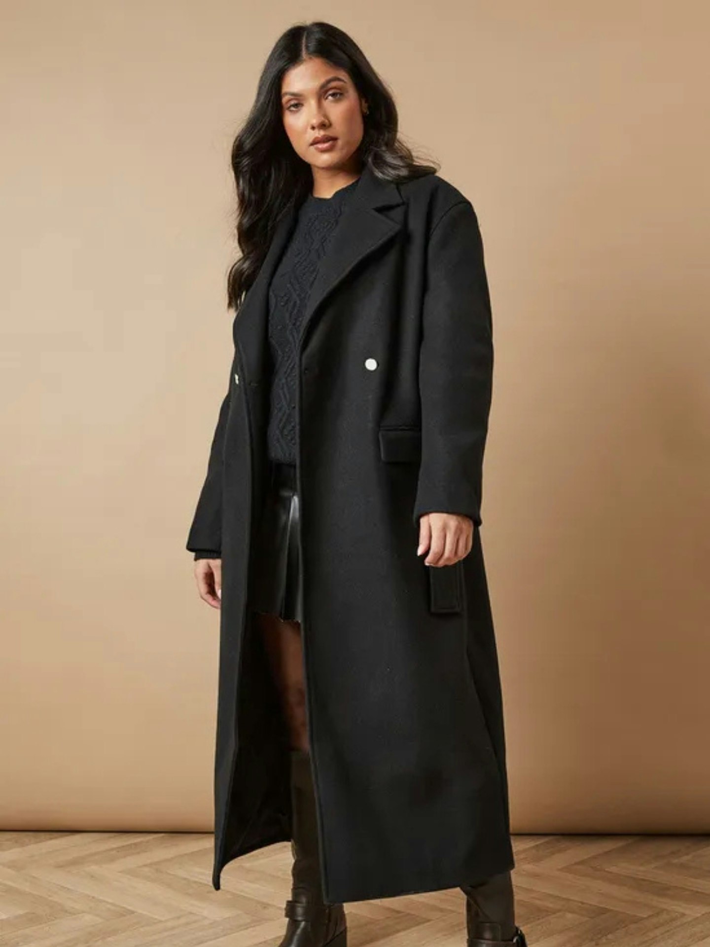 Oasis Button Detail Maxi Belted Wrap Coat