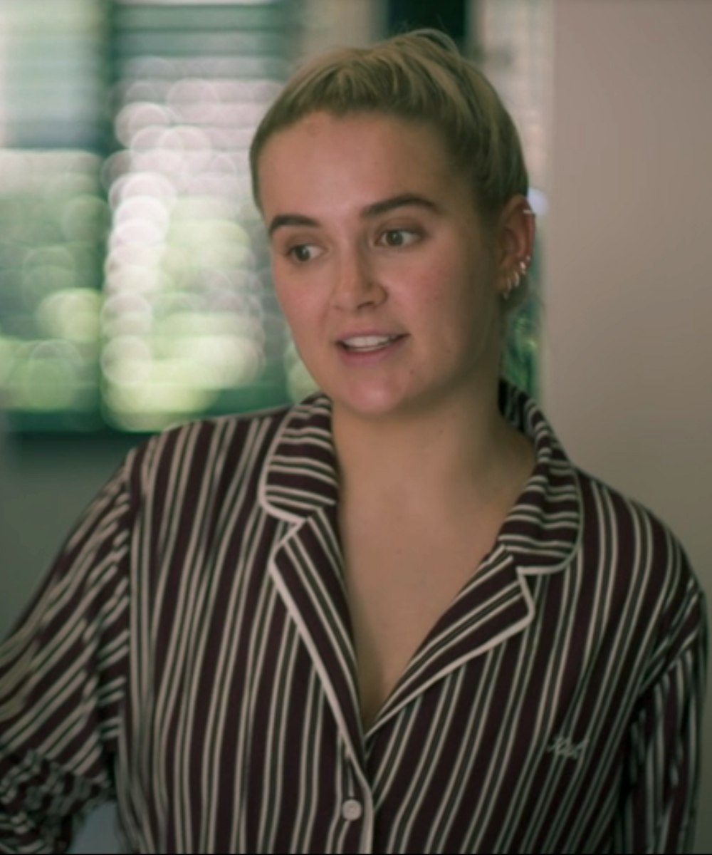 molly mae wears burgundy striped pjs