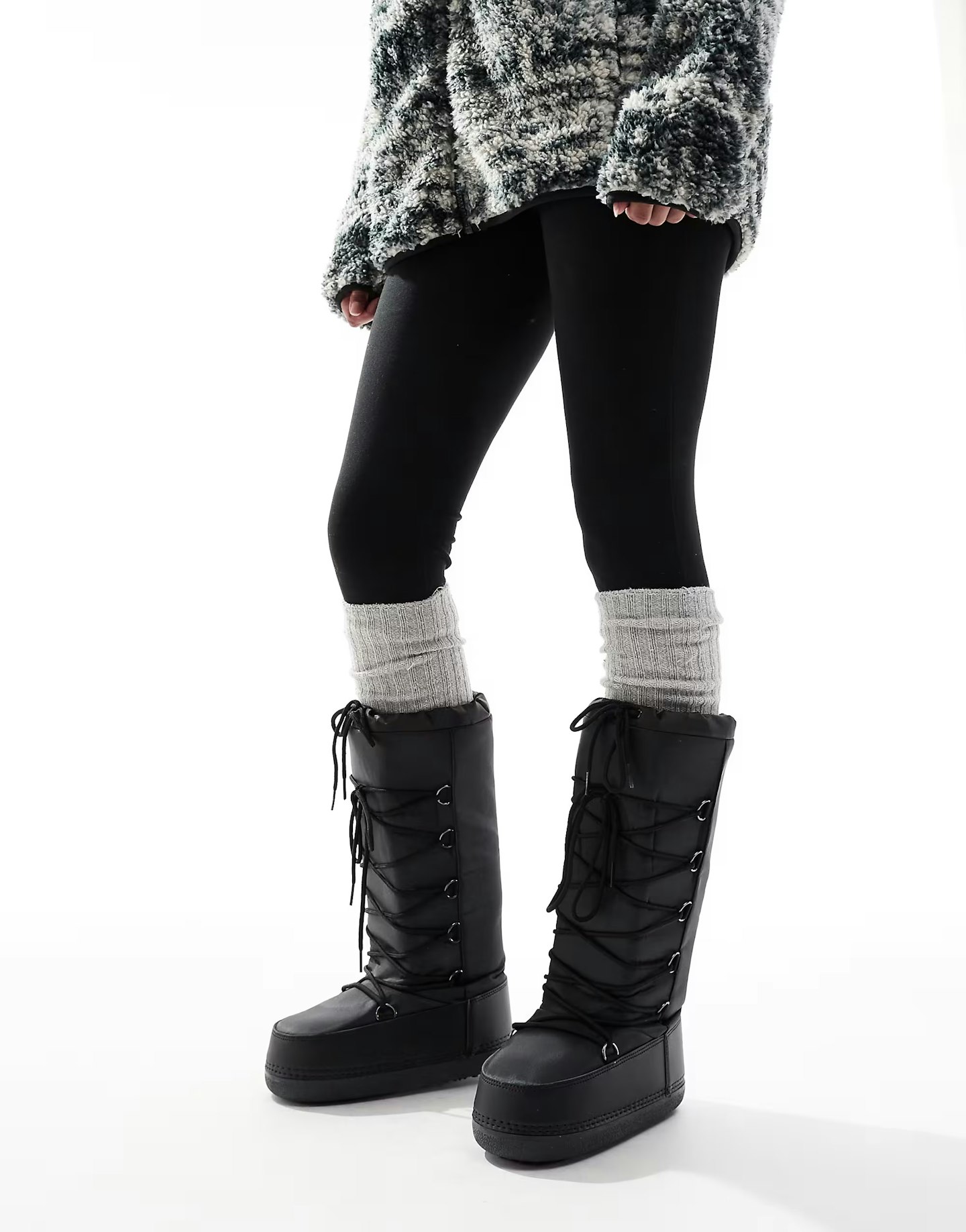 Asos SEQWL knee high snow boots in black