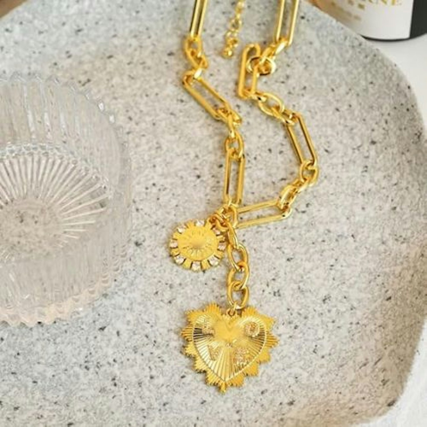 OTEEGX Chunky Gold Sun Pendant Necklace