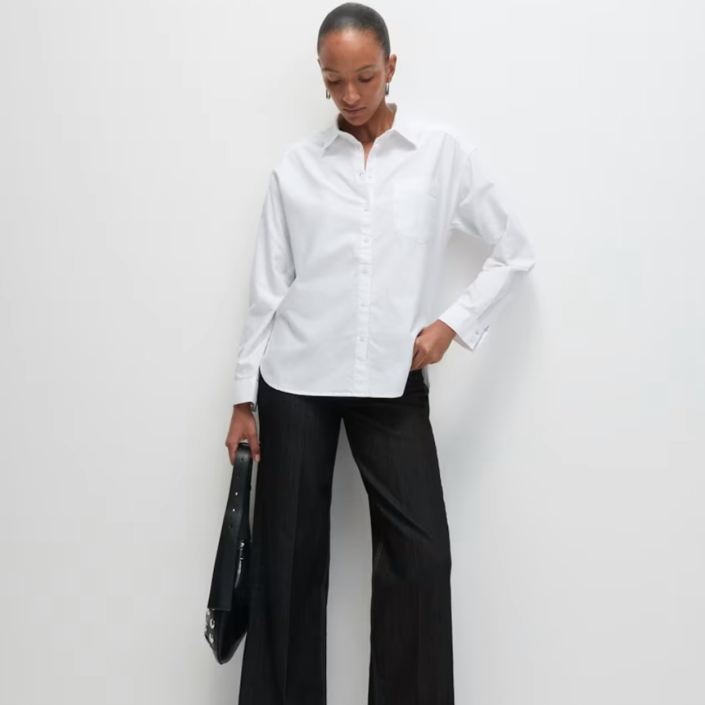 womens m&s oversized white shirt