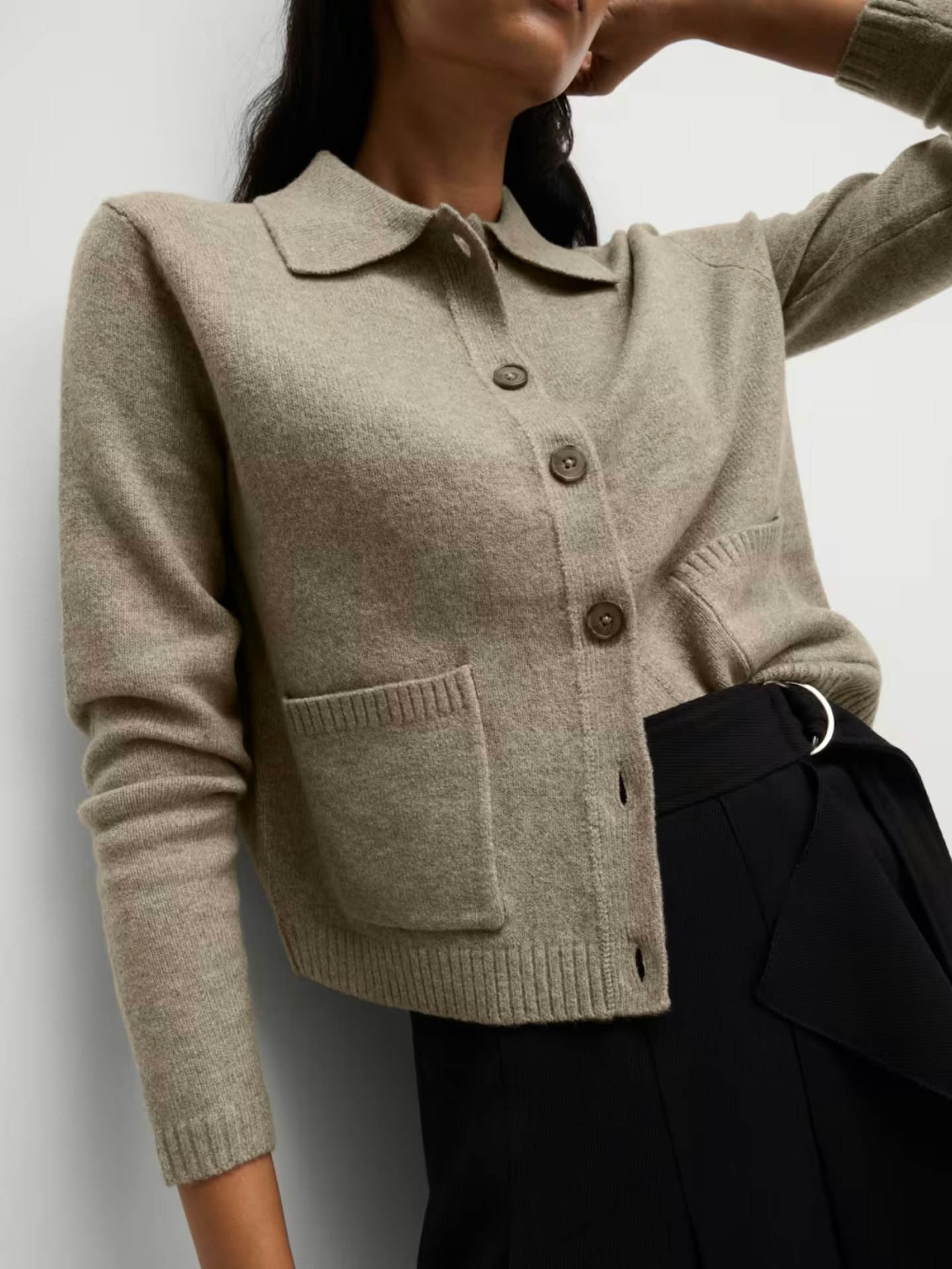 Collared-Neck-Relaxed-Fit-Knitted-Jacket