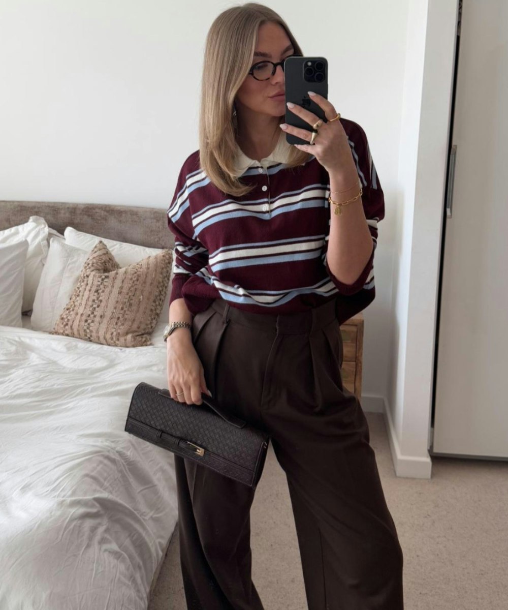 mia luckie wearing a bottega veneta dupe