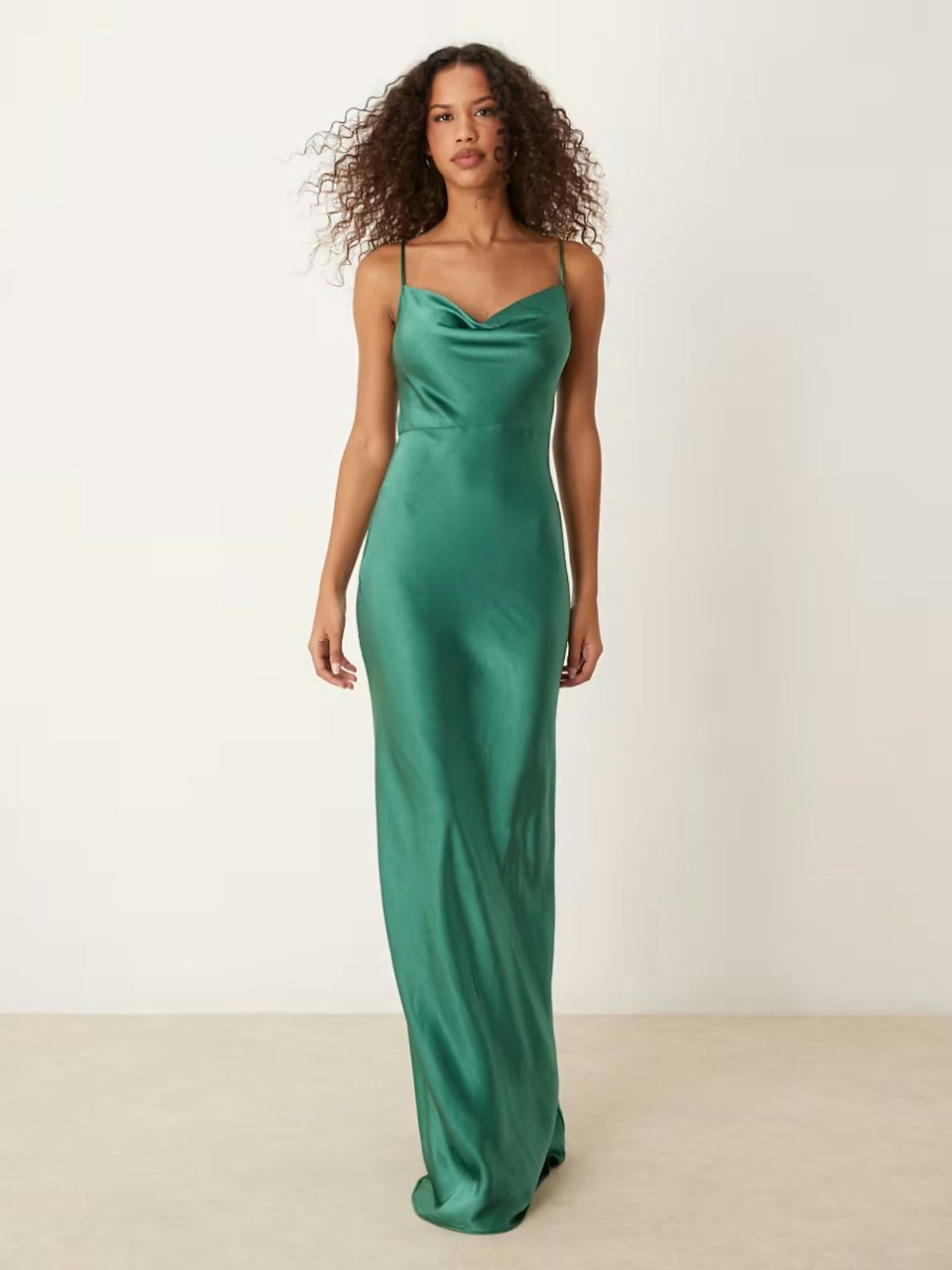 Pretty Lavish Keisha Satin Maxi Dress in Emerald Green