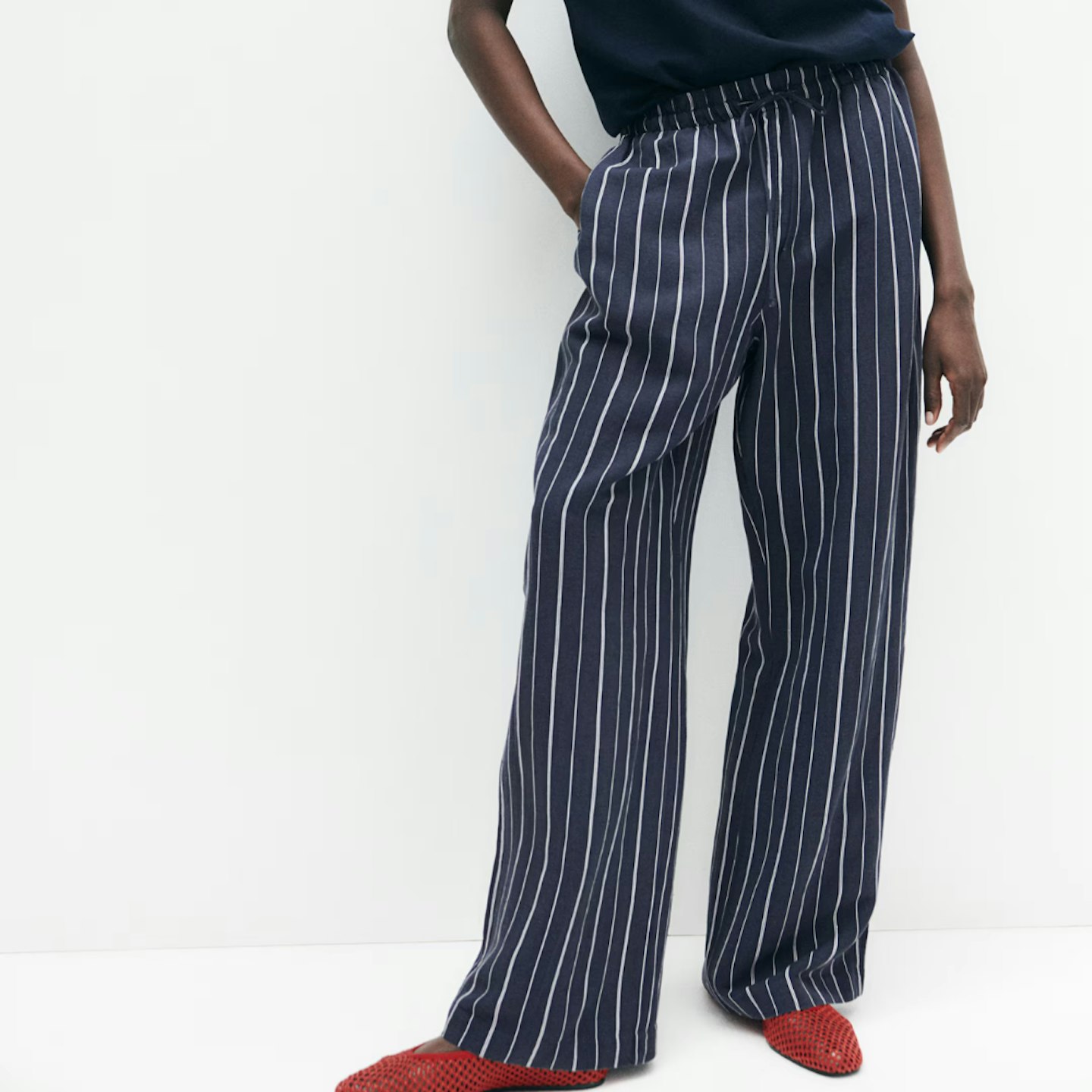 American High-End Black Striped Trousers main image 0