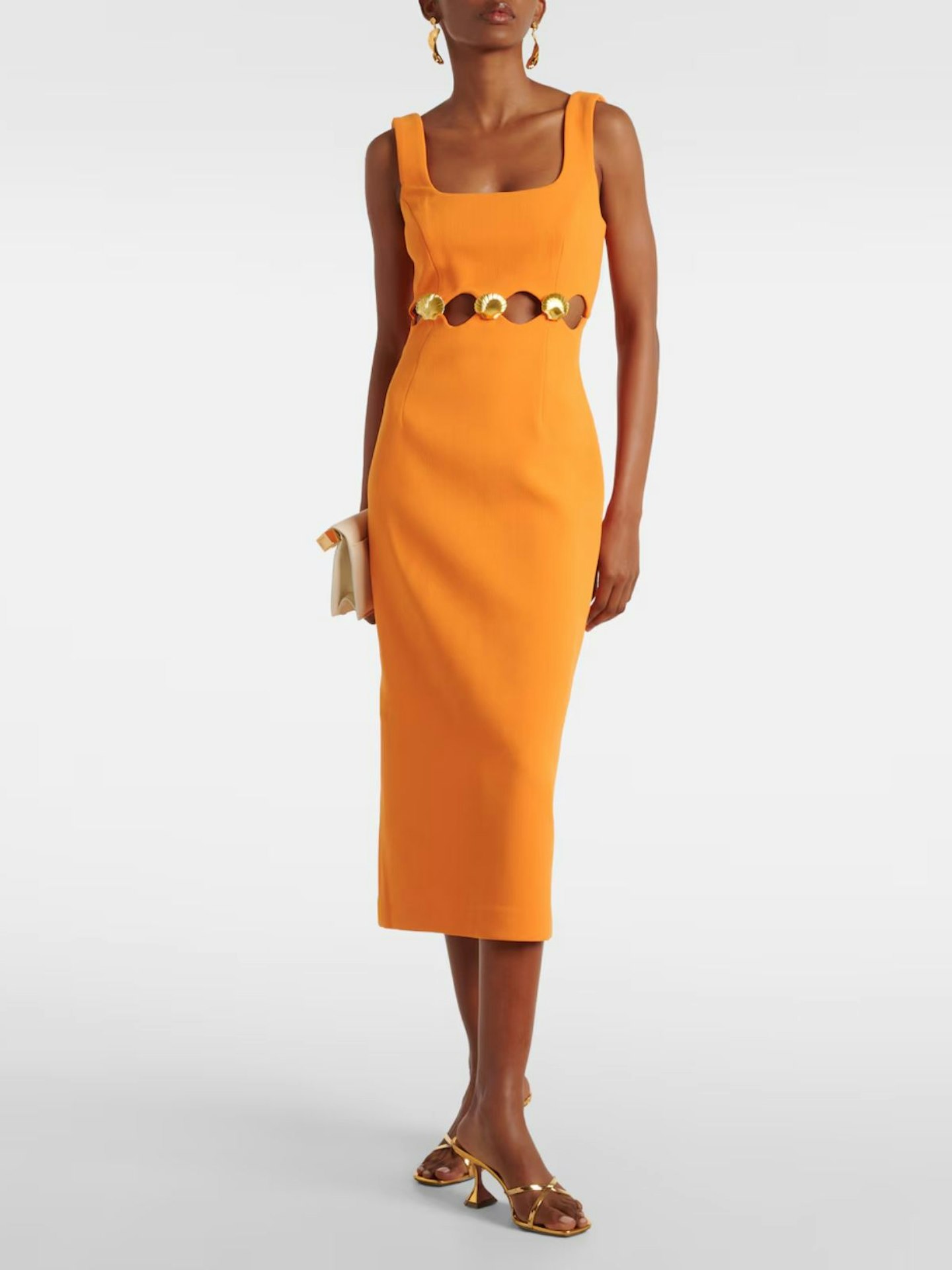 Vicky's orange midi dress