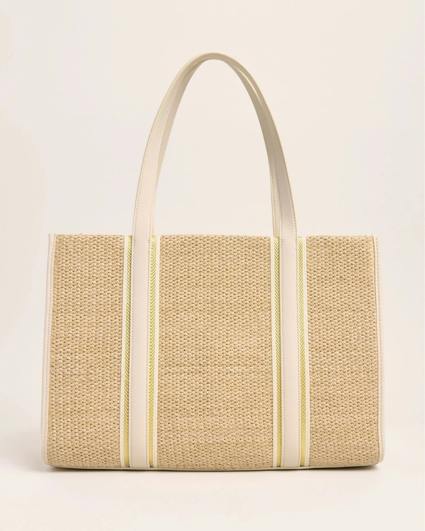 Next Lipsy Cream Large Raffia Structured Tote Bag