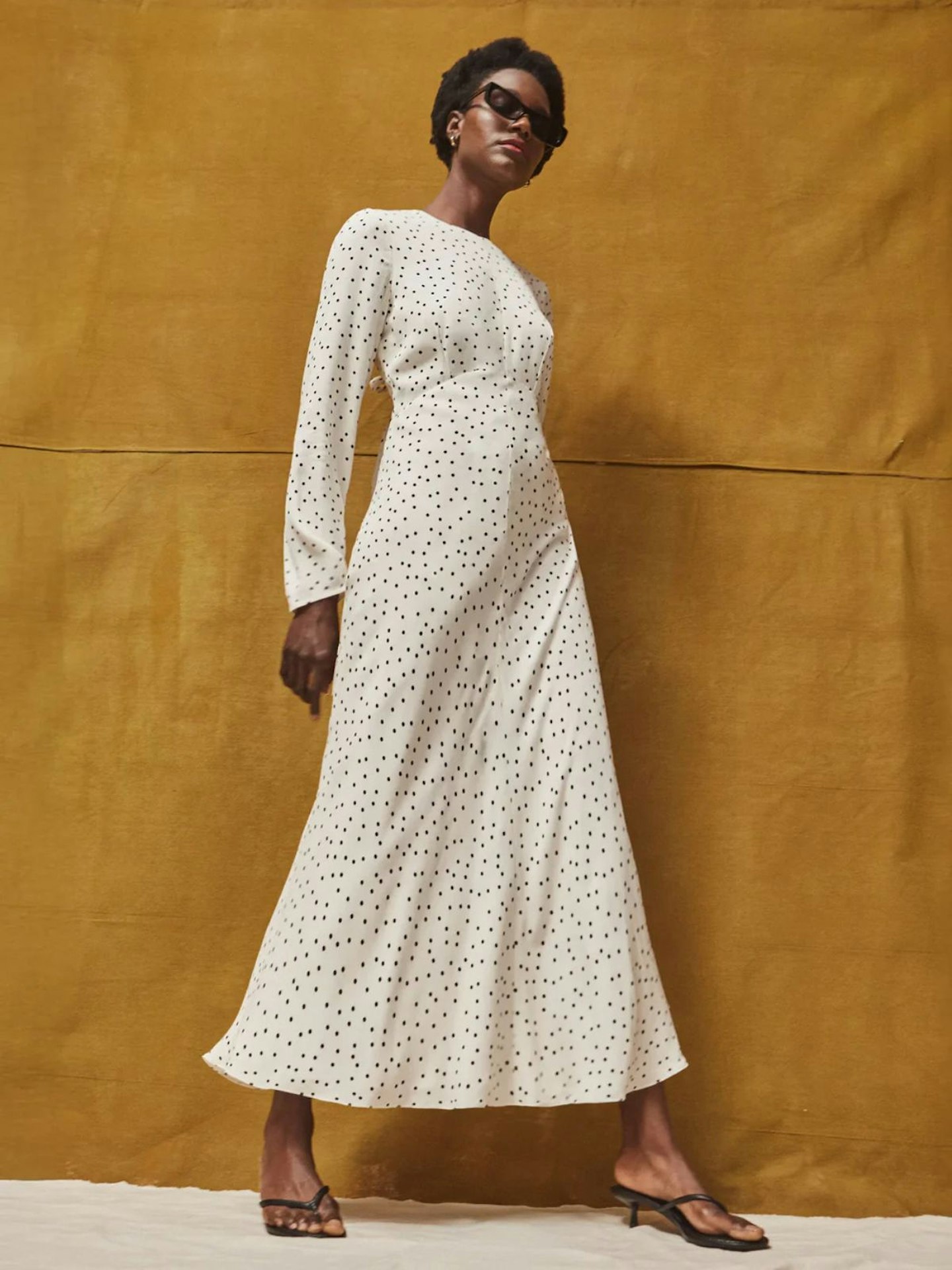 straight long dresses for women La Lune High Neck Maxi Dress | Cream | Dresses main image 1
