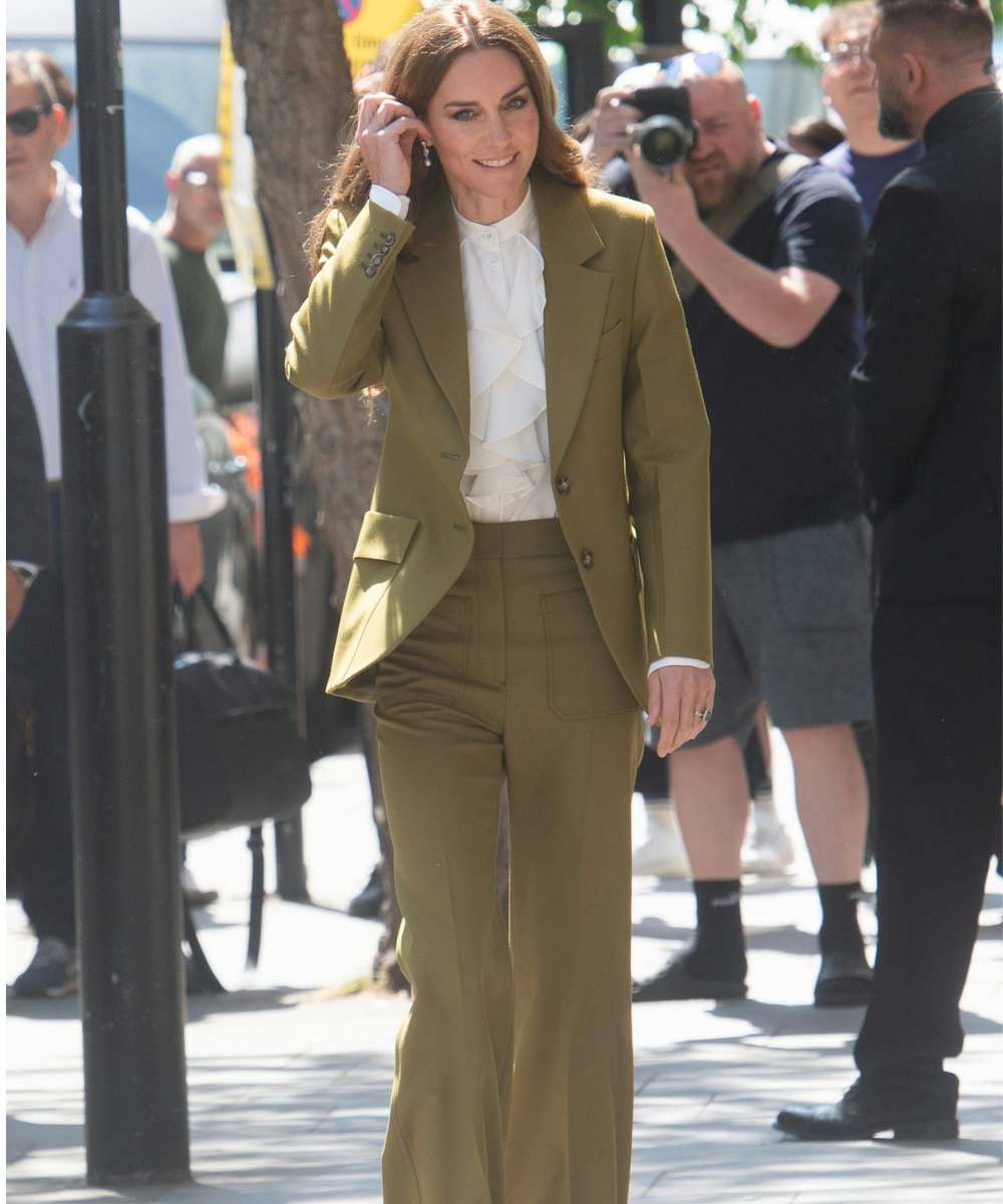 kate middleton in olive green suit