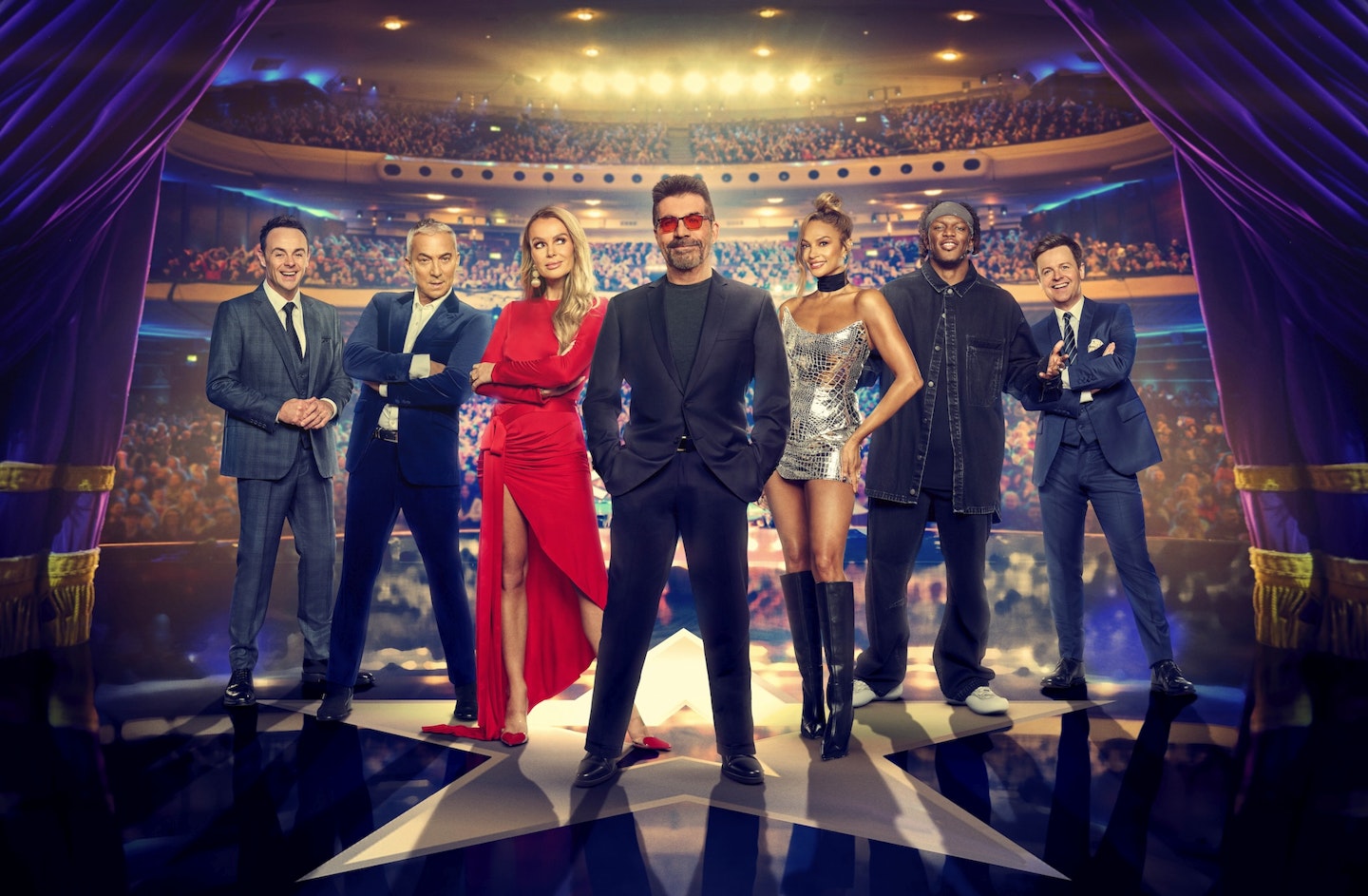 Ant & Dec with BGT judges Alesha Dixon, Amanda Holden, Simon Cowell, Bruno Tonioli and KSI