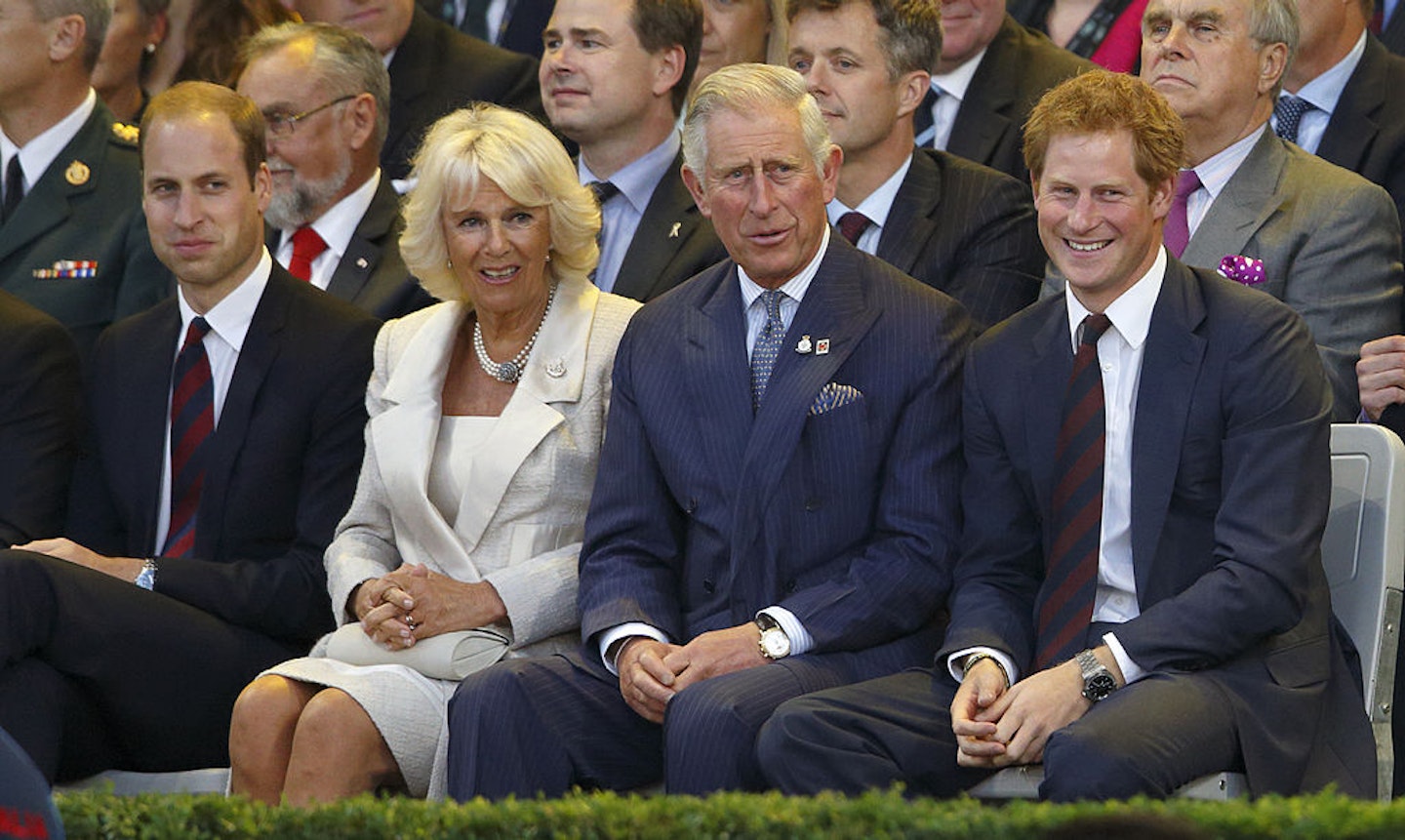 Princes Harry and William with King Charles and Queen Camilla in happier times