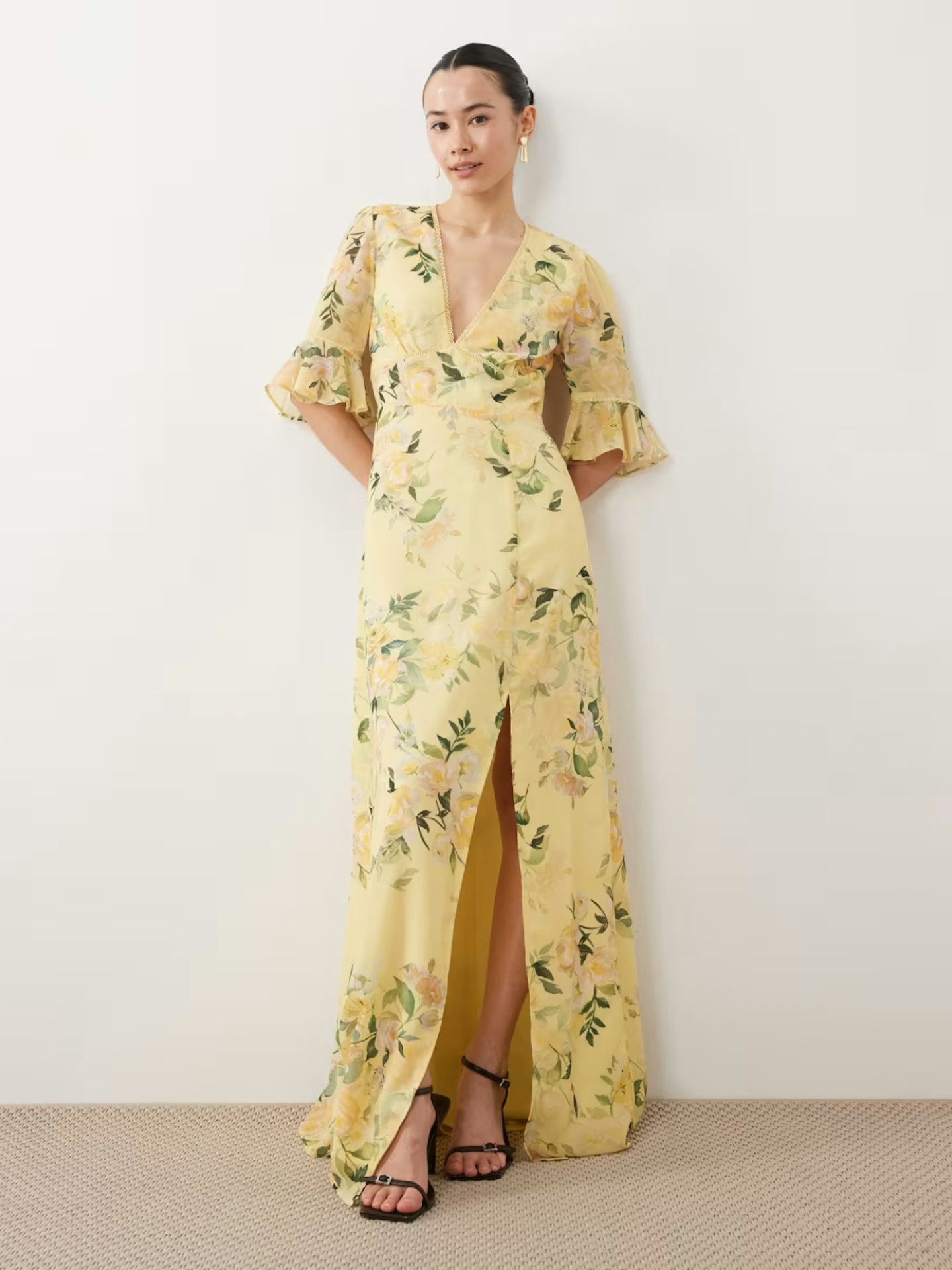 retro mini dress Sweet Summer Vintage A 1950's Housewife Costume print:Large Floral Color:AS PHOTO(GREEN) while the silhouette keeps
