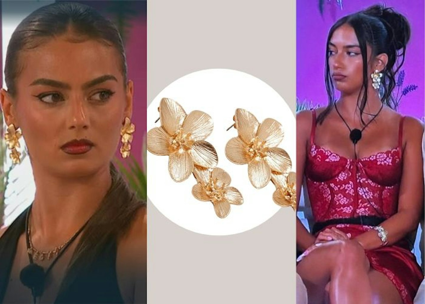 Shakira and Megan wearing gold floral earrings
