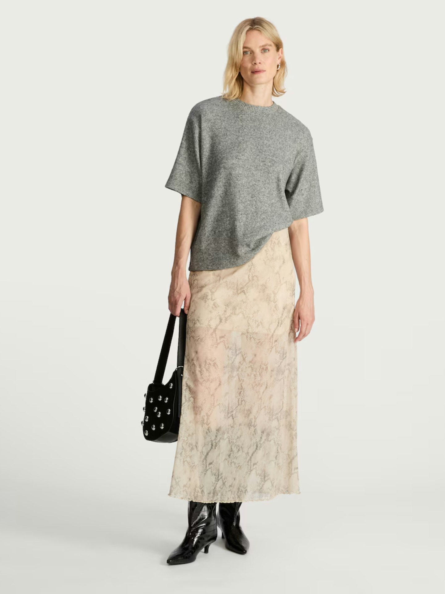 F&F Mesh Animal Print Co-ord Maxi Skirt In Neutral