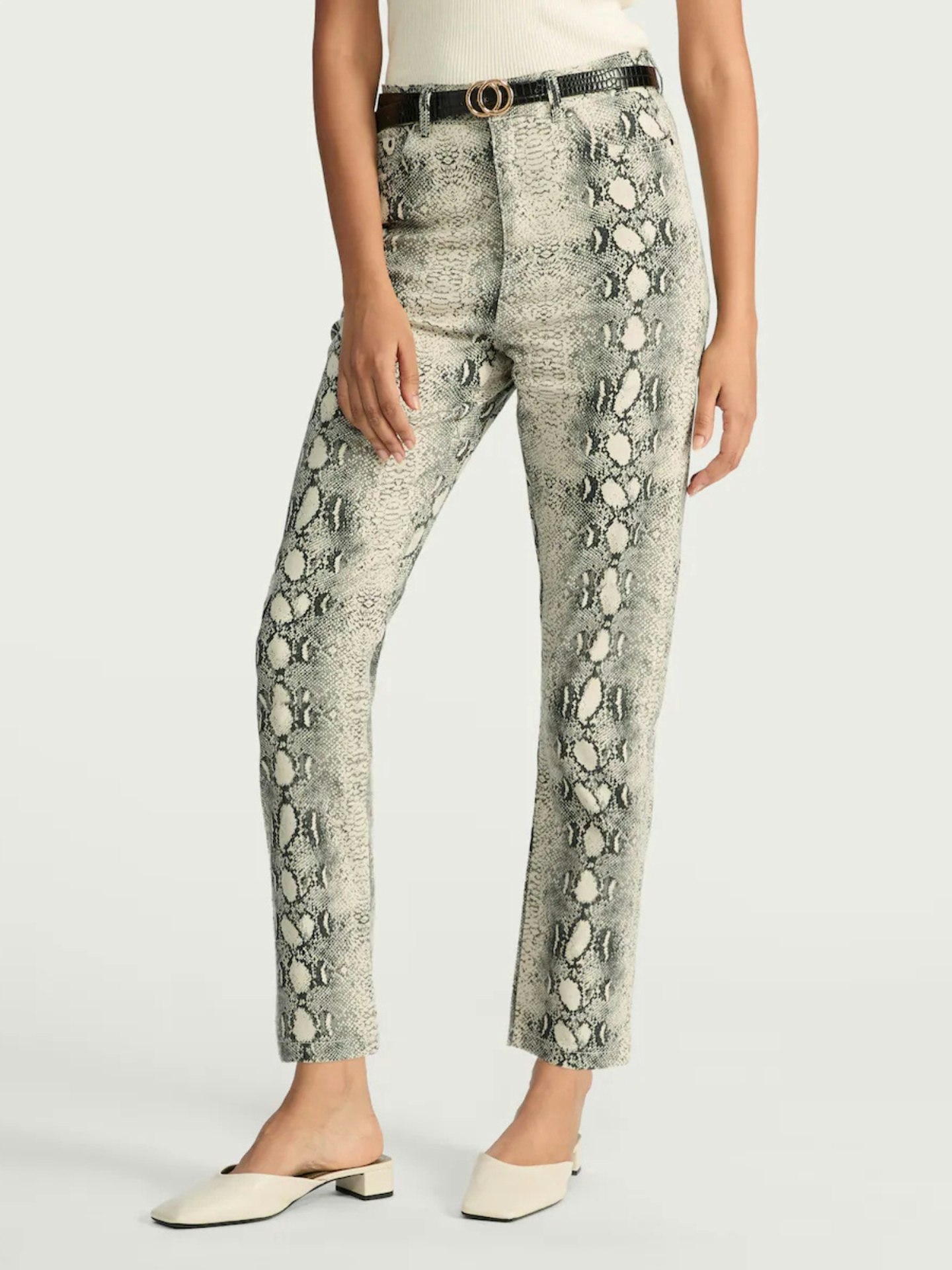 F&F Cotton Rich Slim Snakeskin Print Jeans In Multi Grey