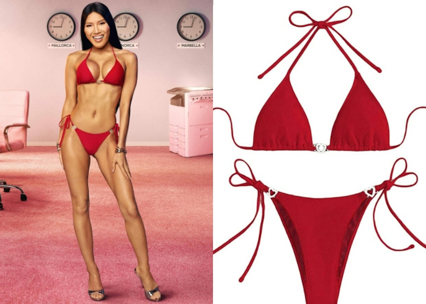 Sophie's red heart charm bikini