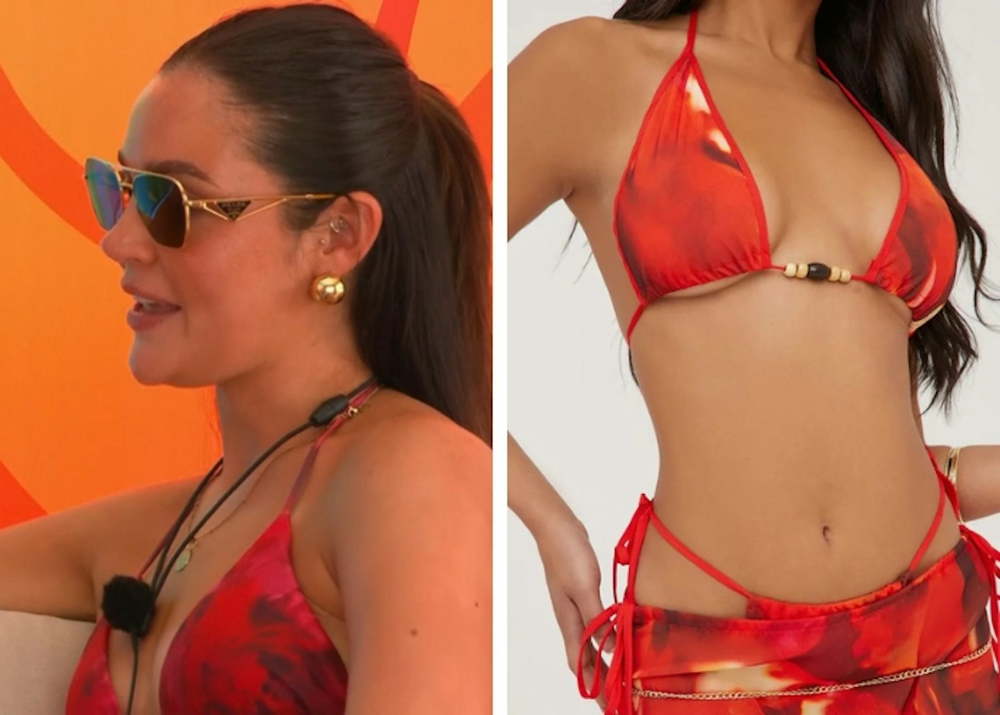 Emily's red abstract print bikini