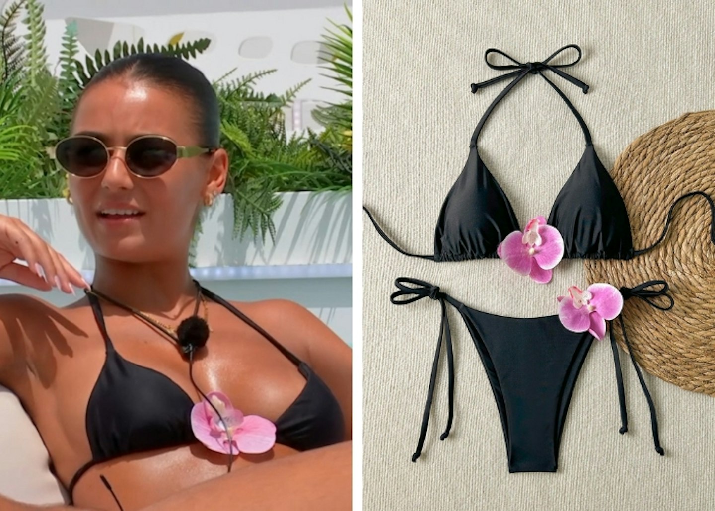 Megan's black floral bikini