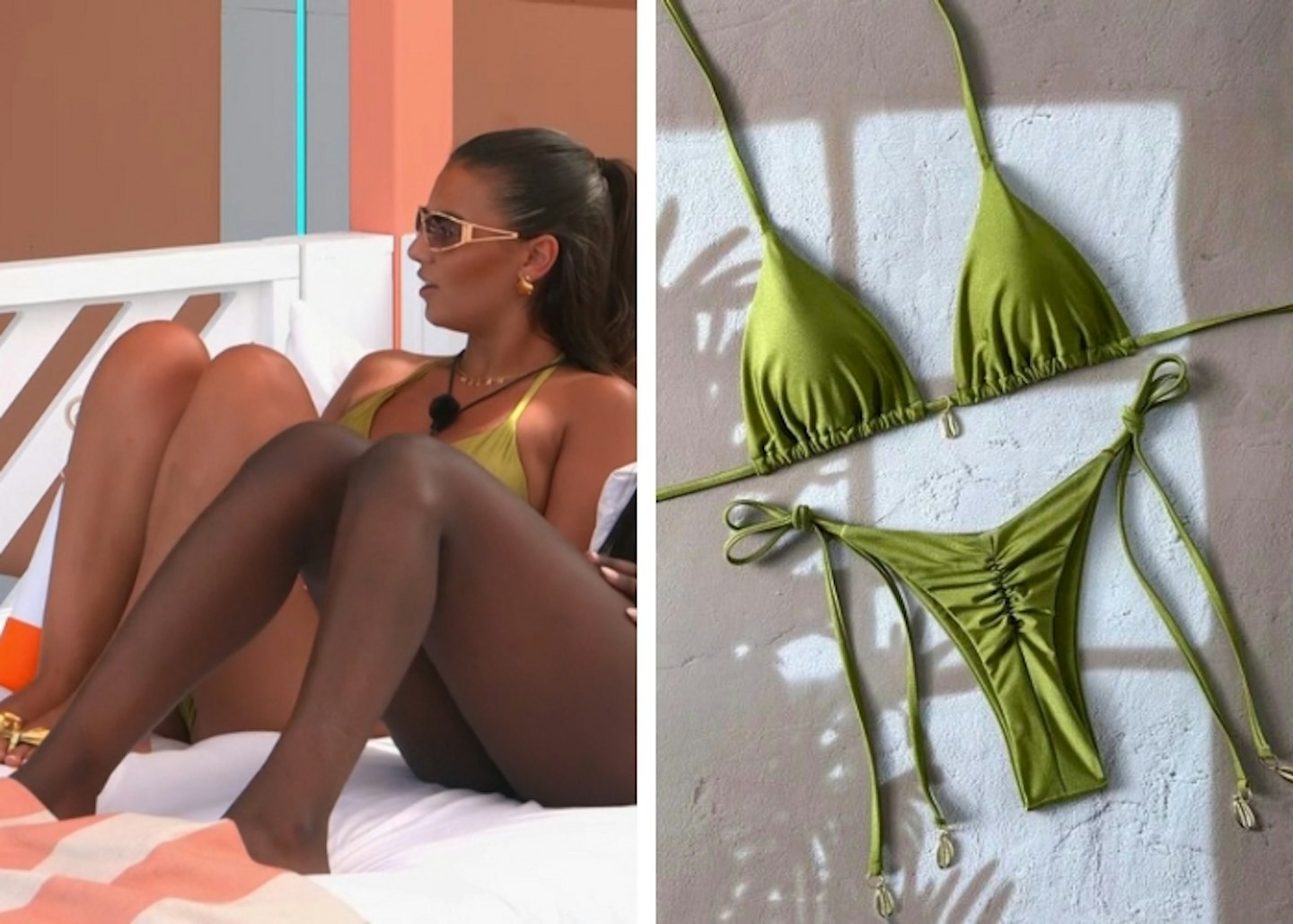 Megan's olive green bikini
