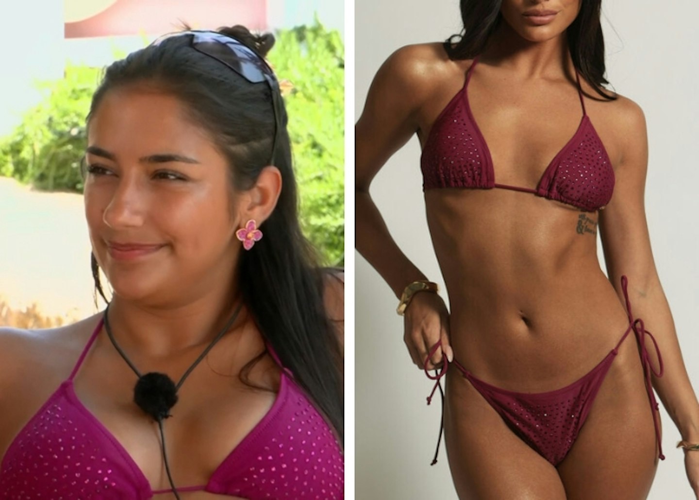 Shakira's burgundy rhinestone bikini